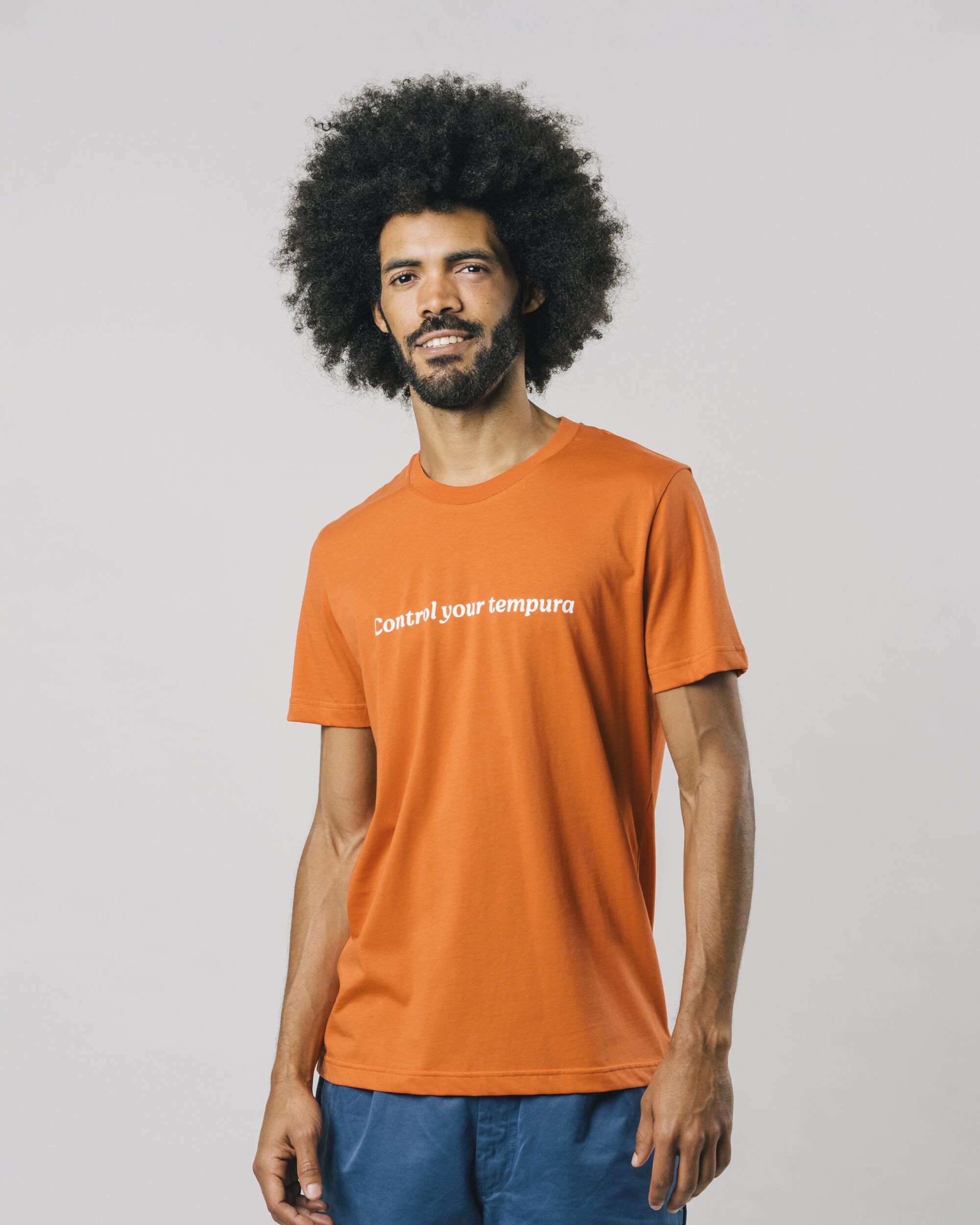 Orange Control your Tempura organic cotton T-shirt from Brava Fabrics