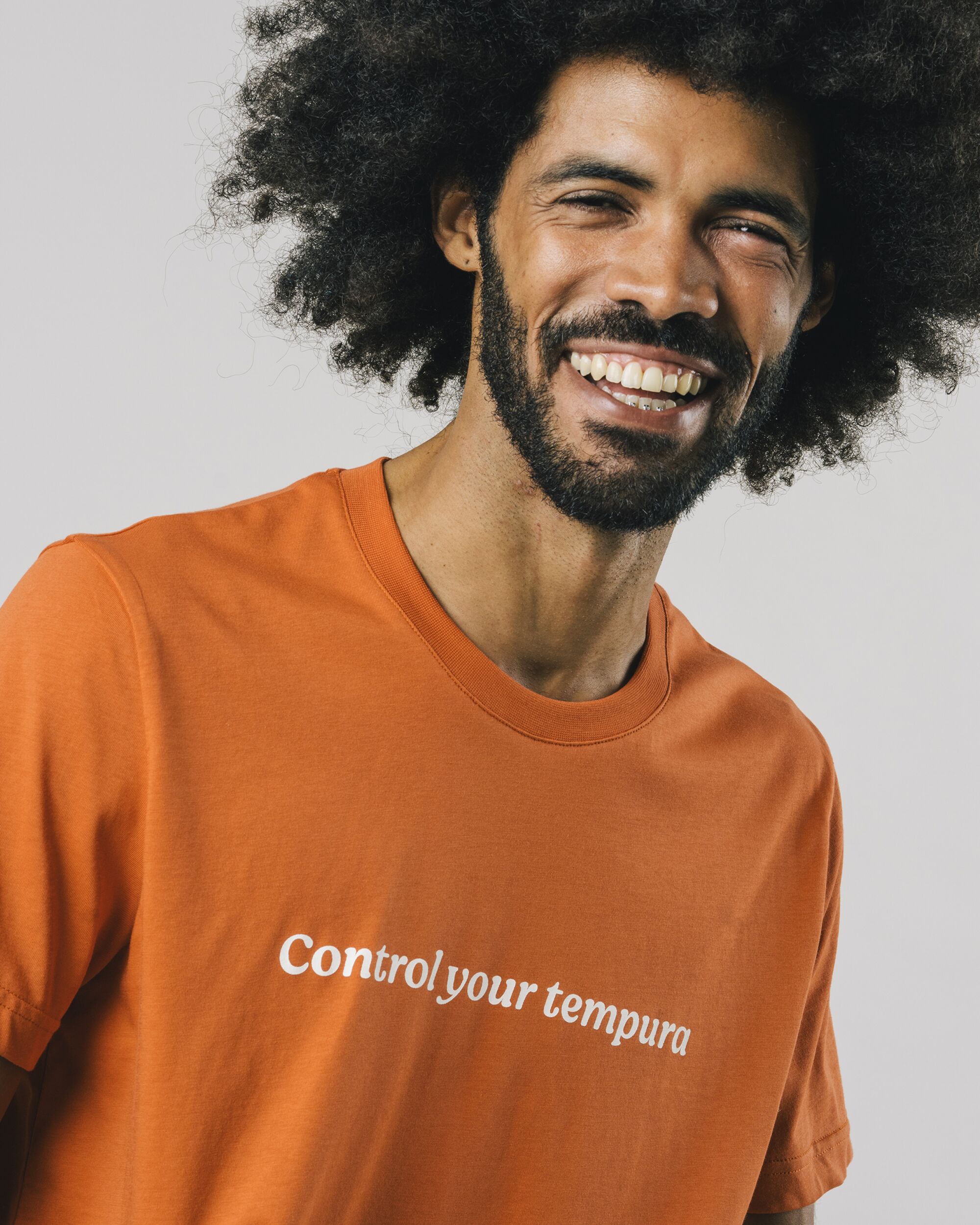 Orange Control your Tempura organic cotton T-shirt from Brava Fabrics