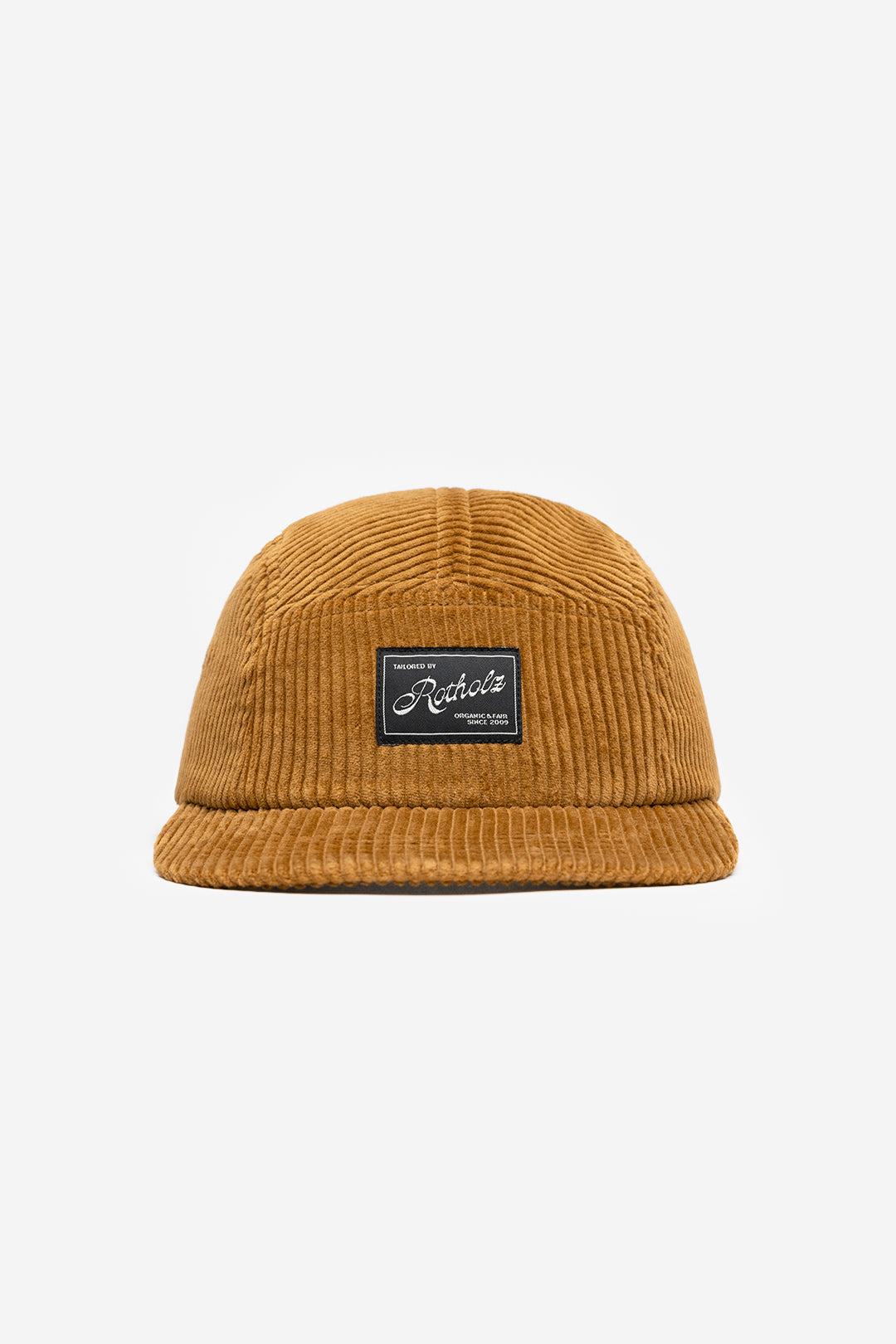 Toffee-colored 5-panel cord cap made from 100% organic cotton from Rotholz