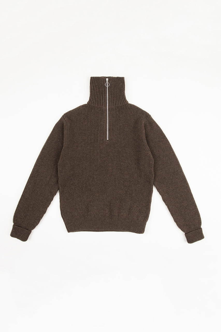 Knit Troyer Wool Blend - Brown