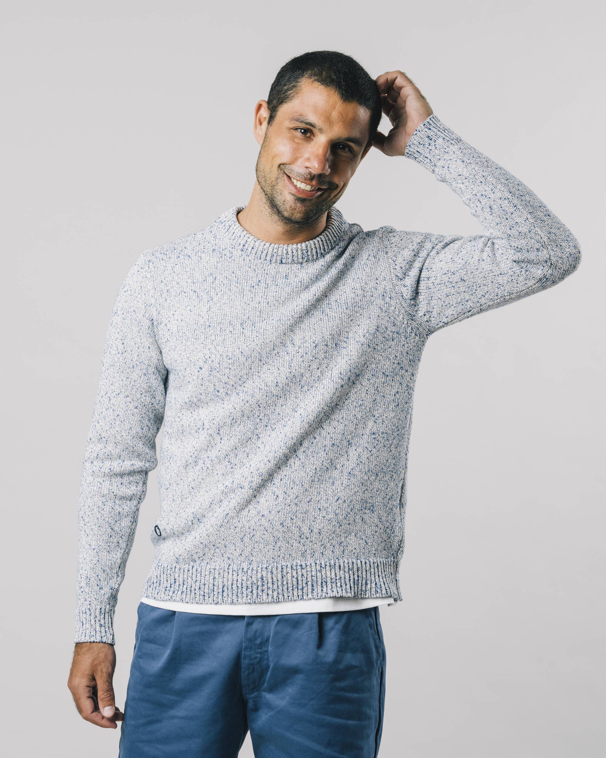 Light blue organic cotton Mouline sweater from Brava Fabrics