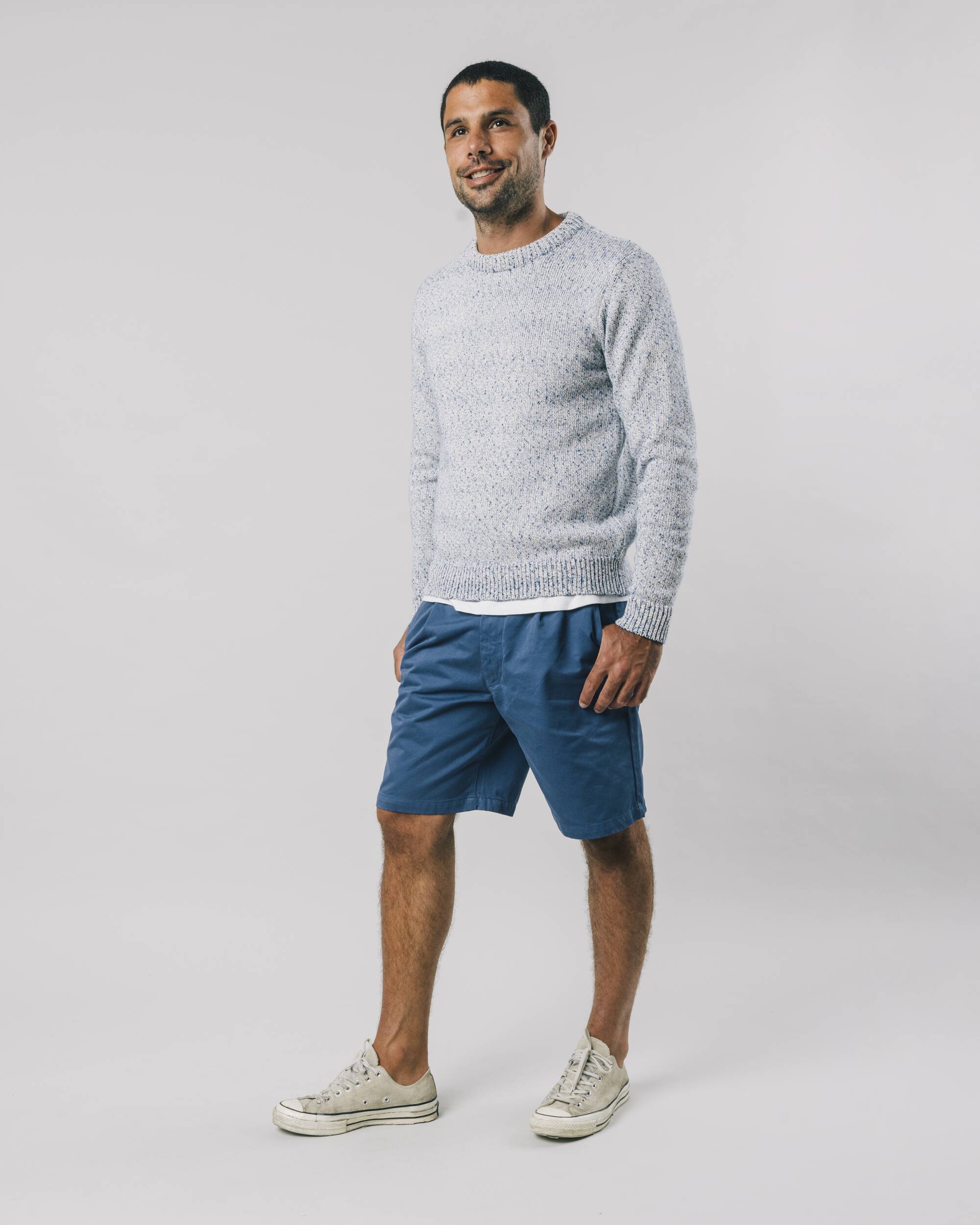 Light blue organic cotton Mouline sweater from Brava Fabrics
