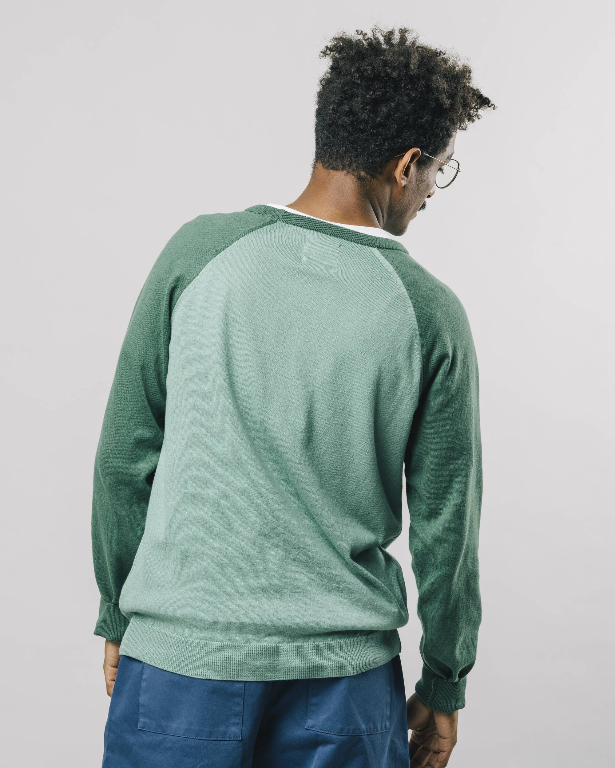 Color Block Sweater Jade in turquoise / green made from 100% organic cotton from Brava Fabrics