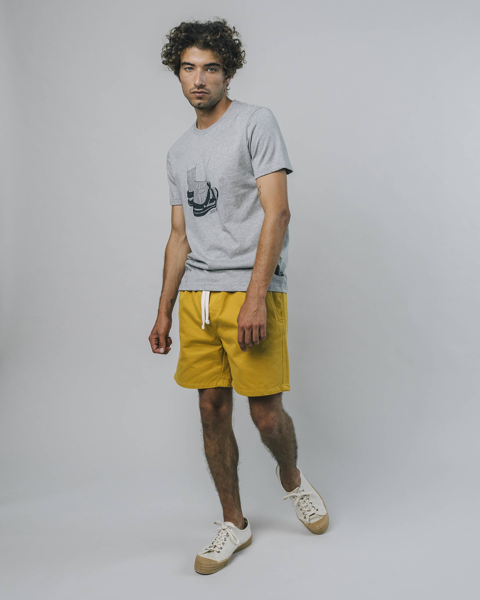 Yellow Narciso shorts made from 100% organic cotton from Brava Fabrics