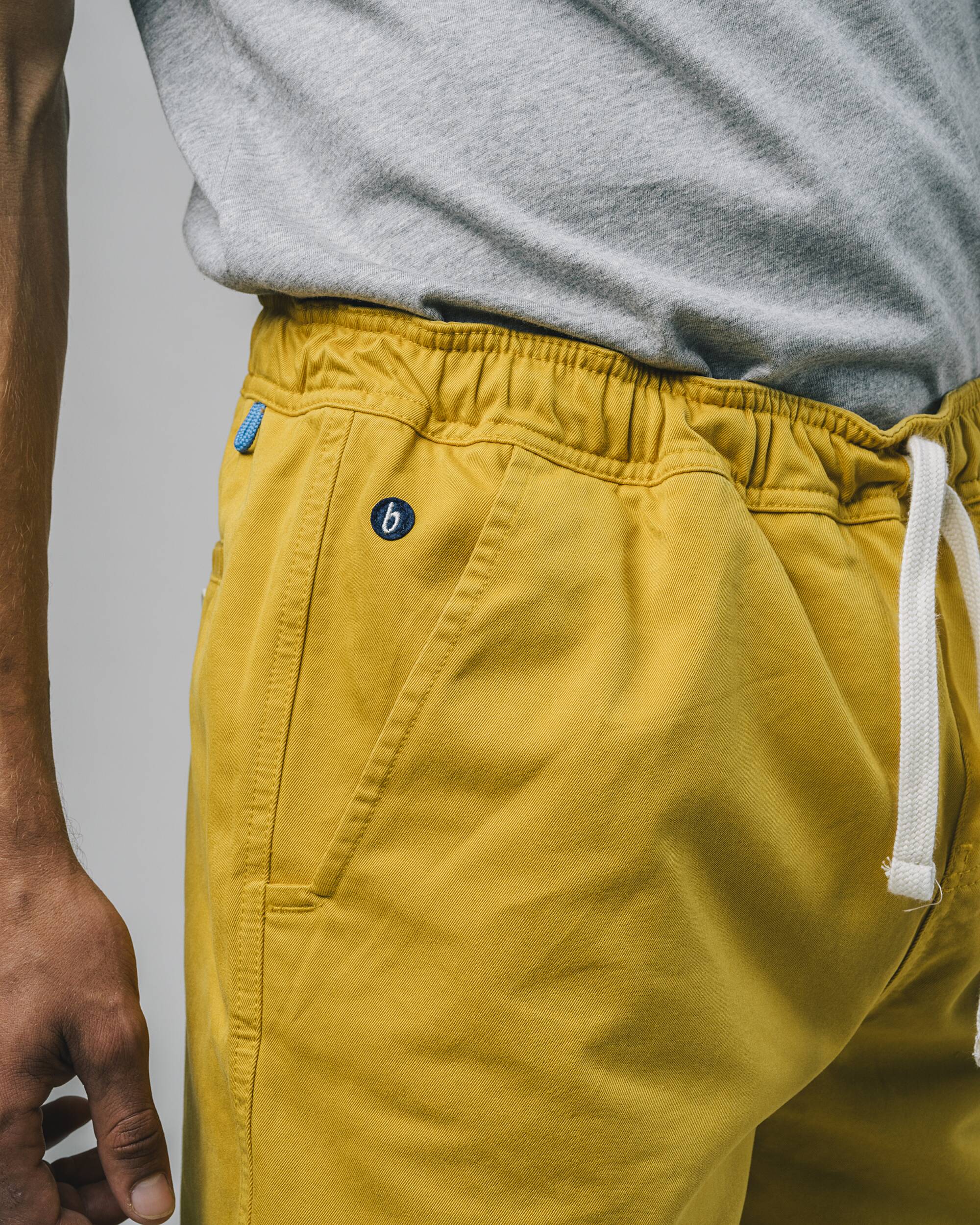 Yellow Narciso shorts made from 100% organic cotton from Brava Fabrics