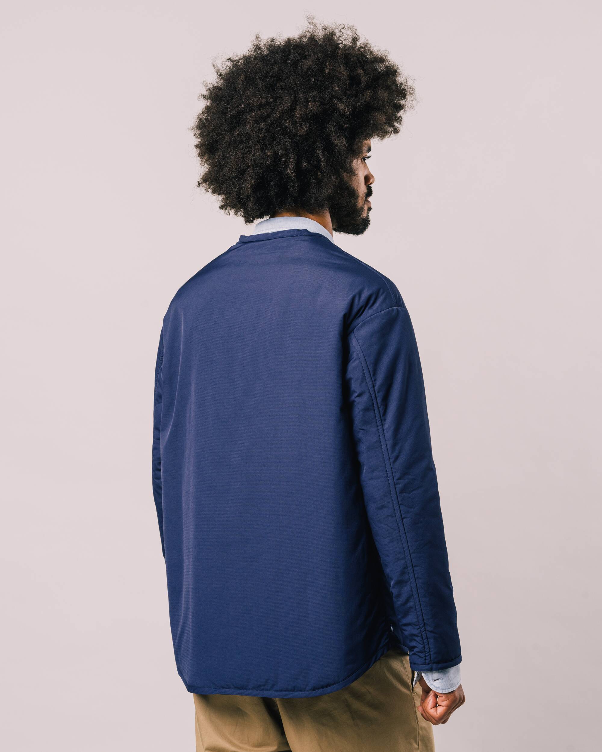 Dunkelblaue, gepolsterte Oversized Jacke aus recyceltem Polyester von Brava Fabrics