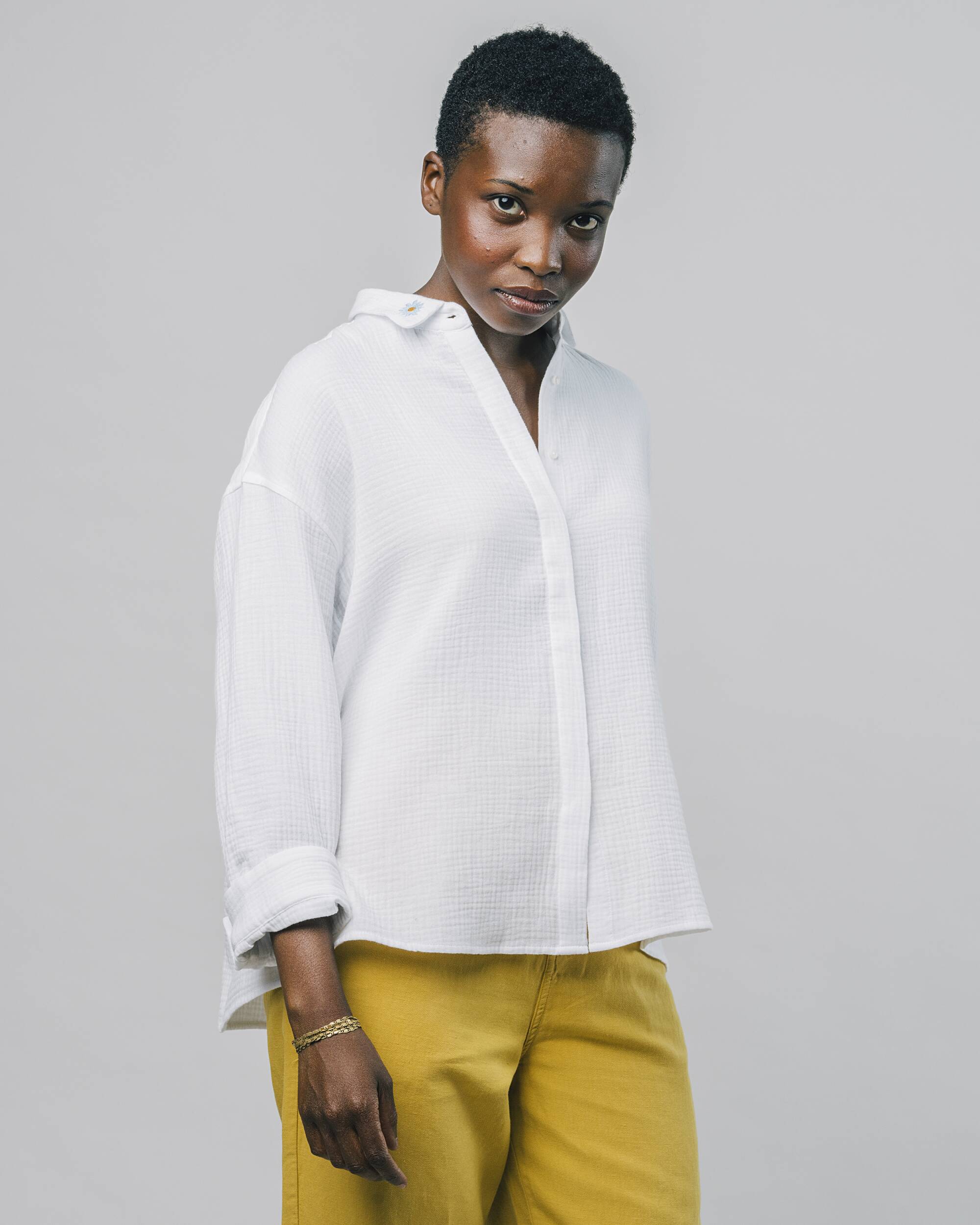 White, long-sleeved blouse Pure White made from 100% organic cotton from Brava Fabrics