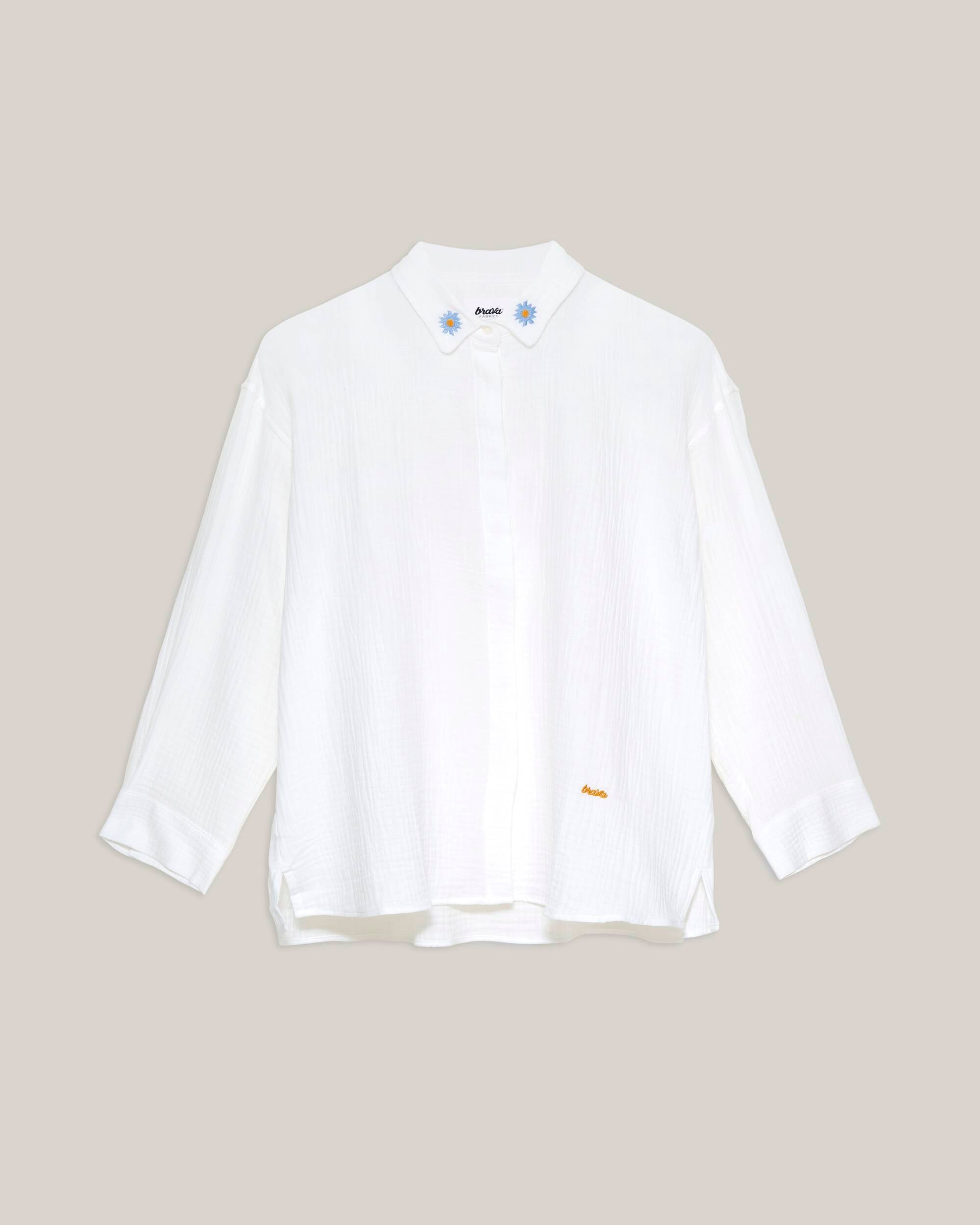 Weisse, langärmlige Bluse Pure White aus 100% Bio-Baumwolle von Brava Fabrics