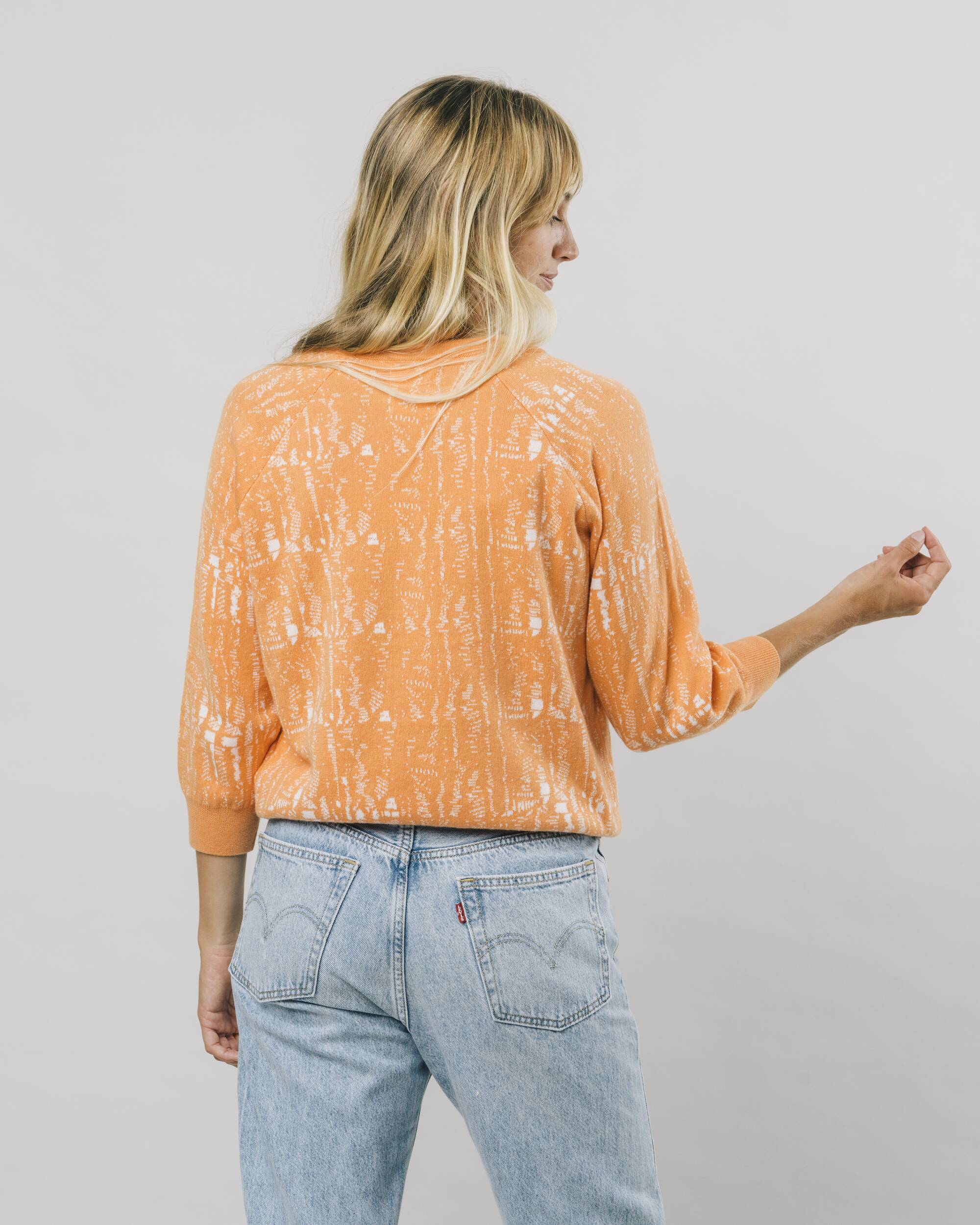 Sweater "Camou" in orange mit ¾-Ärmeln aus 100% Bio - Baumwolle von Brava Fabrics