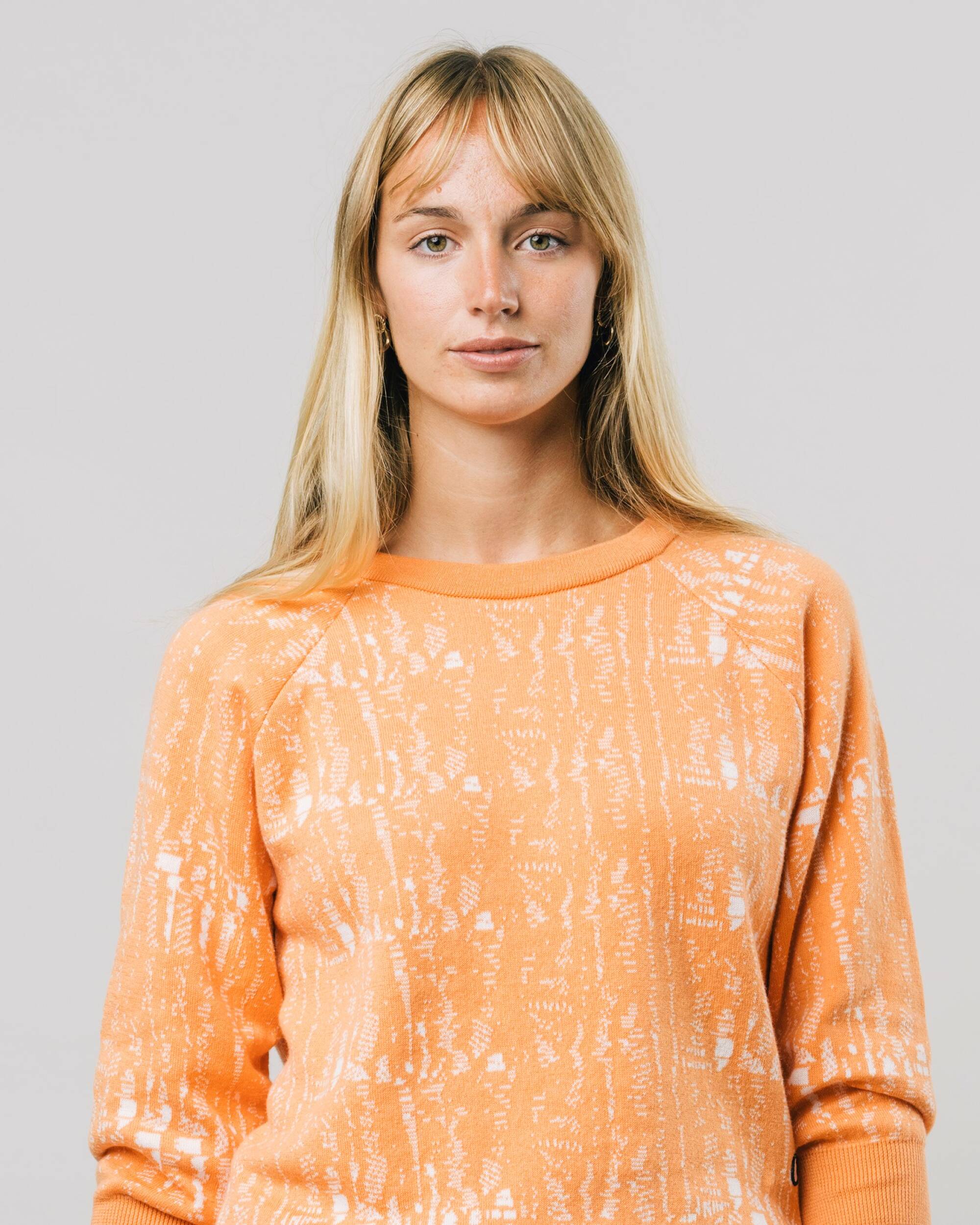 Pull "Camou" orange à manches ¾ en coton 100% biologique de Brava Fabrics