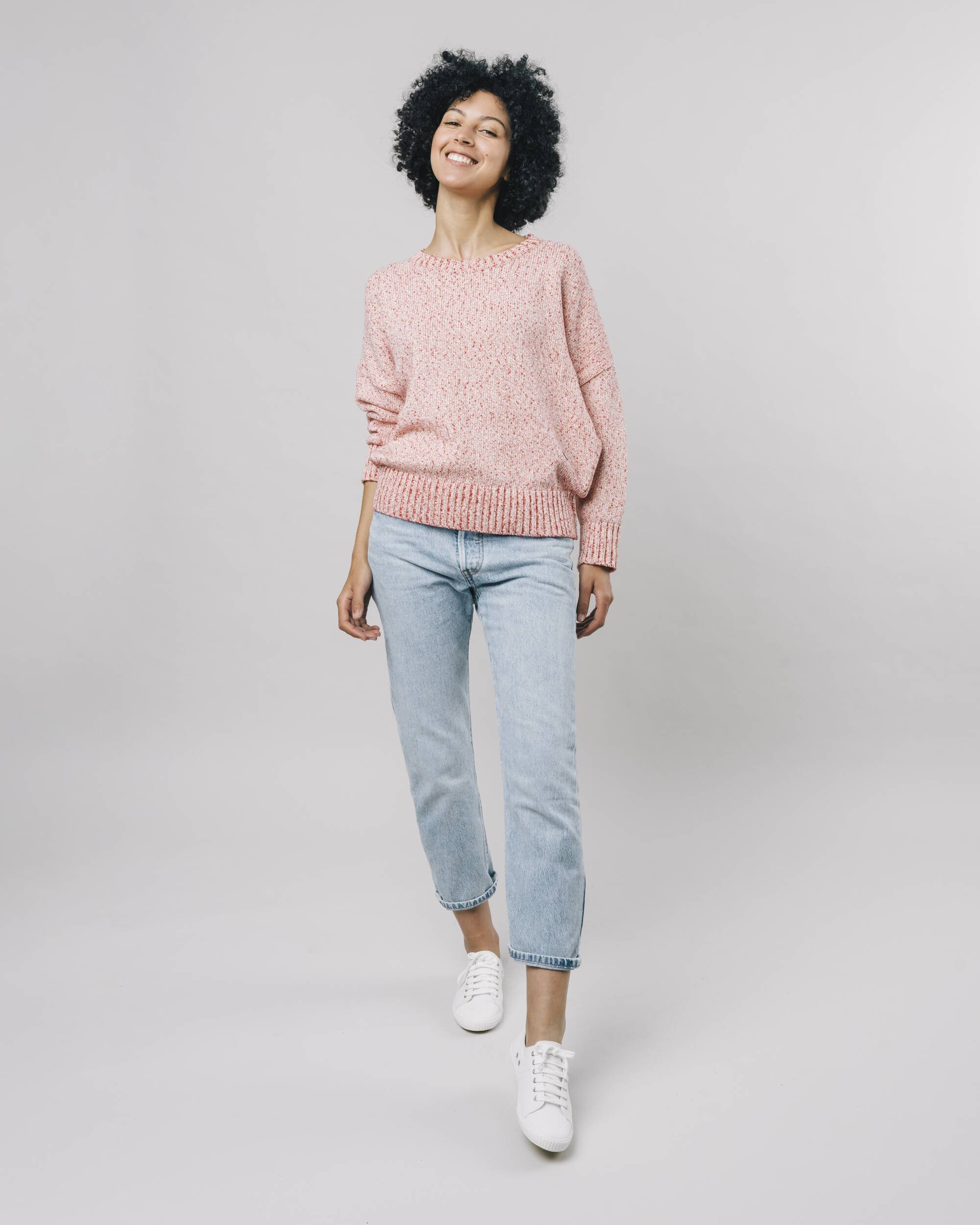 Pink organic cotton Mouline sweater from Brava Fabrics