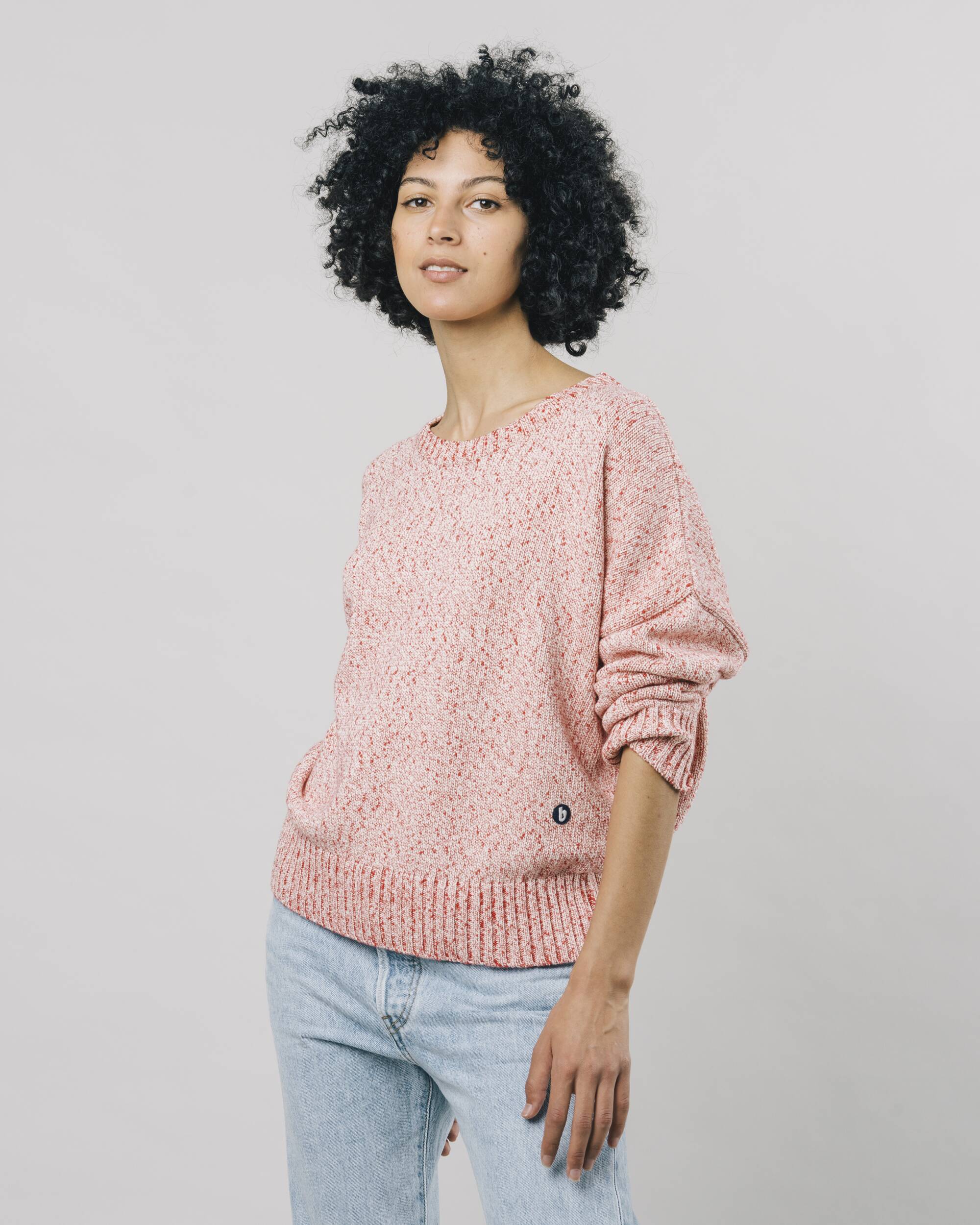 Pink organic cotton Mouline sweater from Brava Fabrics