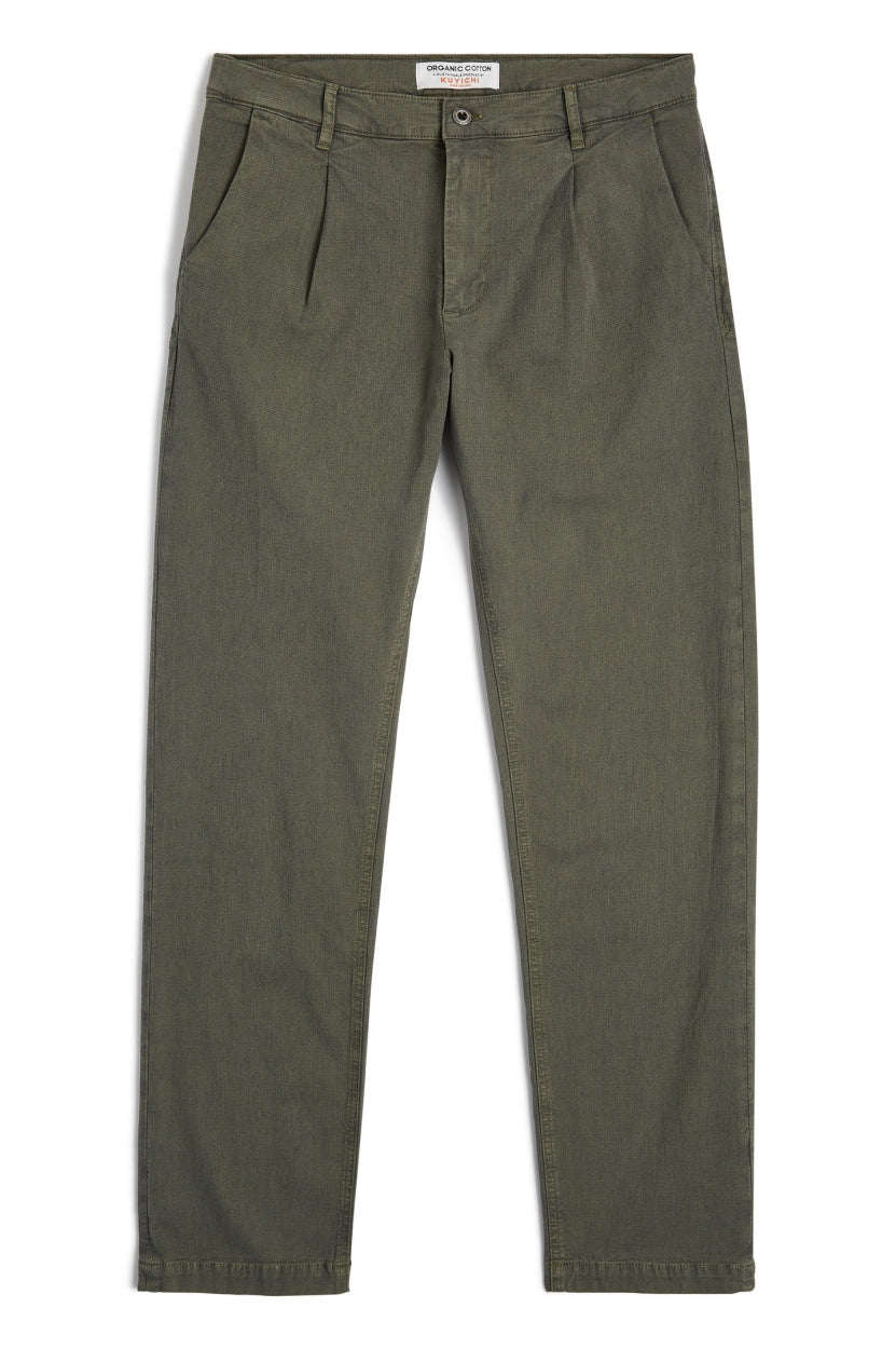 Pantalon chino Milo vert en coton biologique de Kuyichi