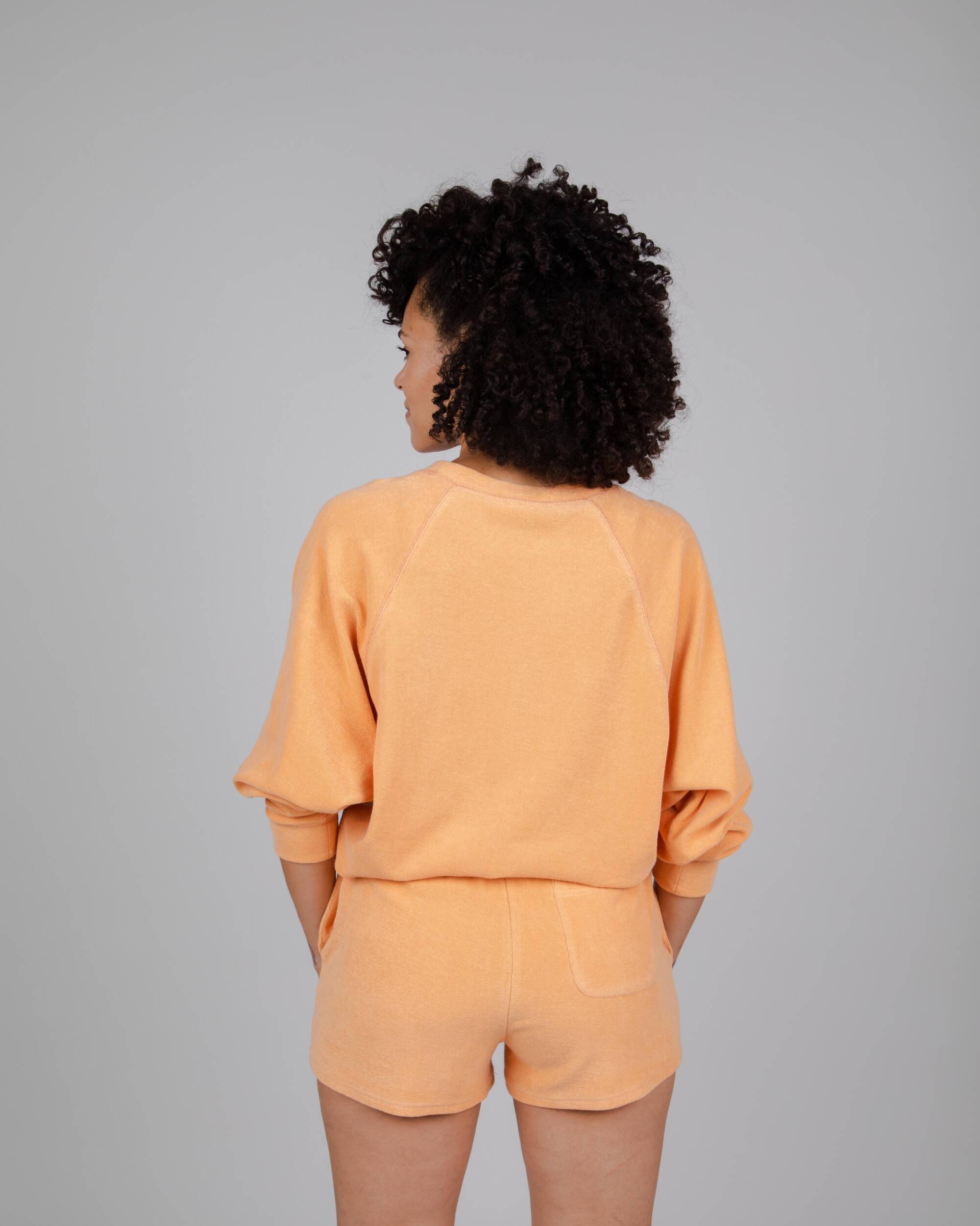 Orange sweater raglan made from 100% organic cotton from Brava Fabrics