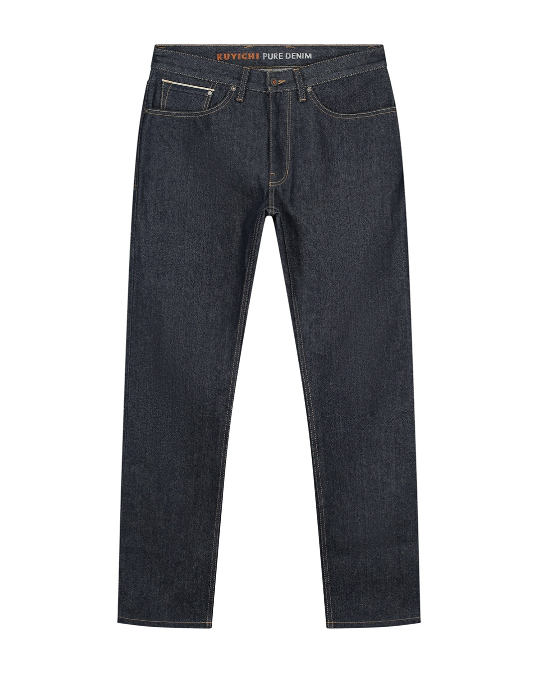 Scott Regular “Orange Selvedge” jeans made from recycled raw denim by Kuyichi