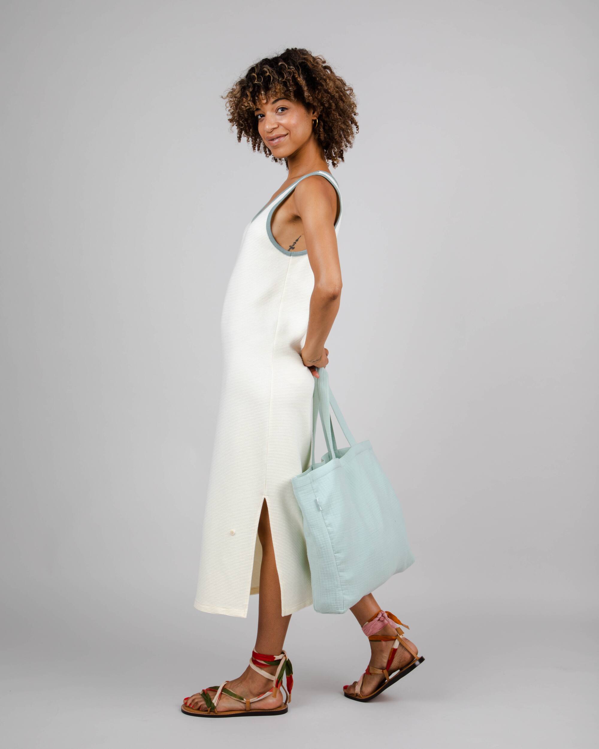 Turquoise Bubble Light Morera tote bag made from organic cotton by Brava Fabrics