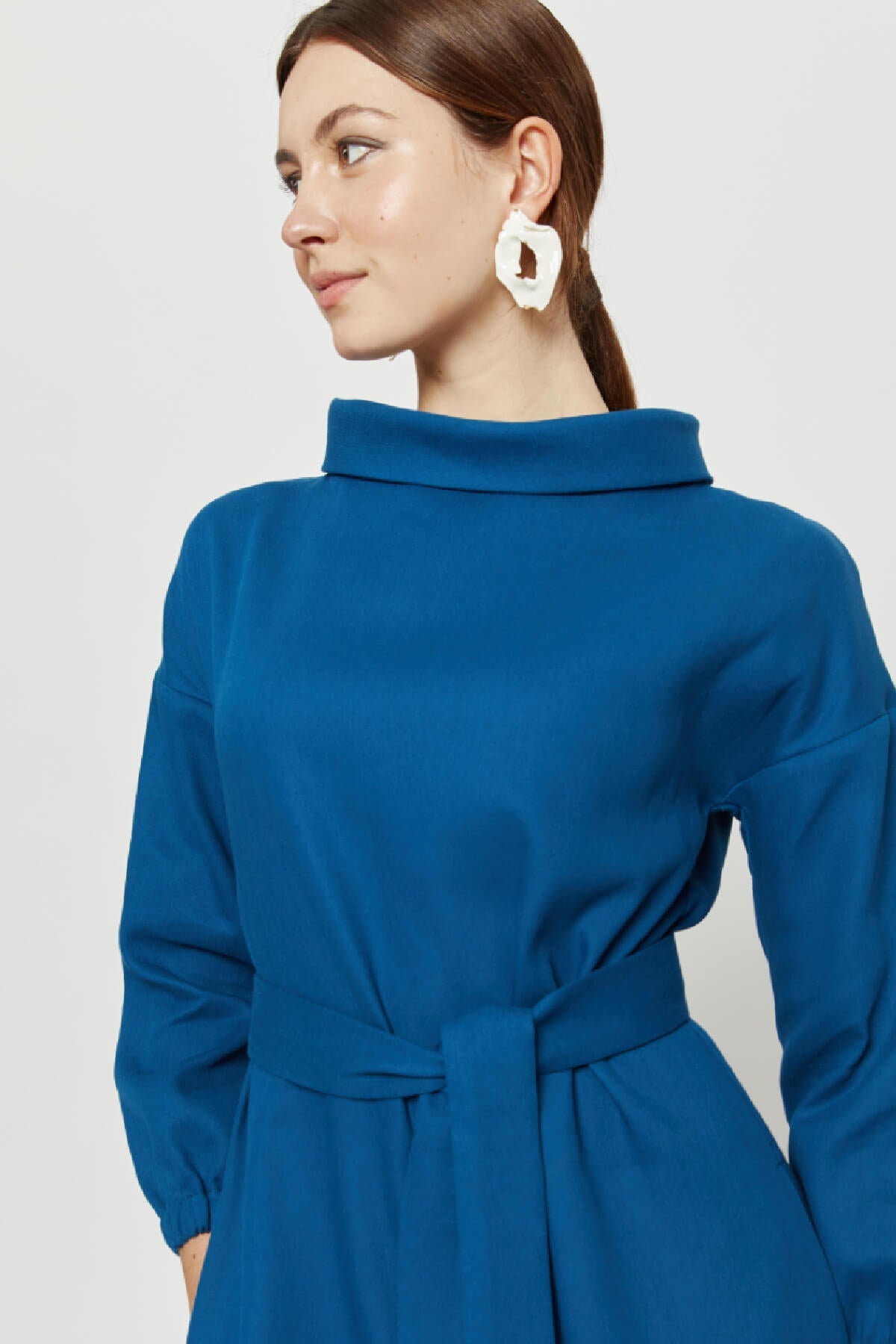 Blue midi dress Amalia made of 100% organic cotton by Ayani