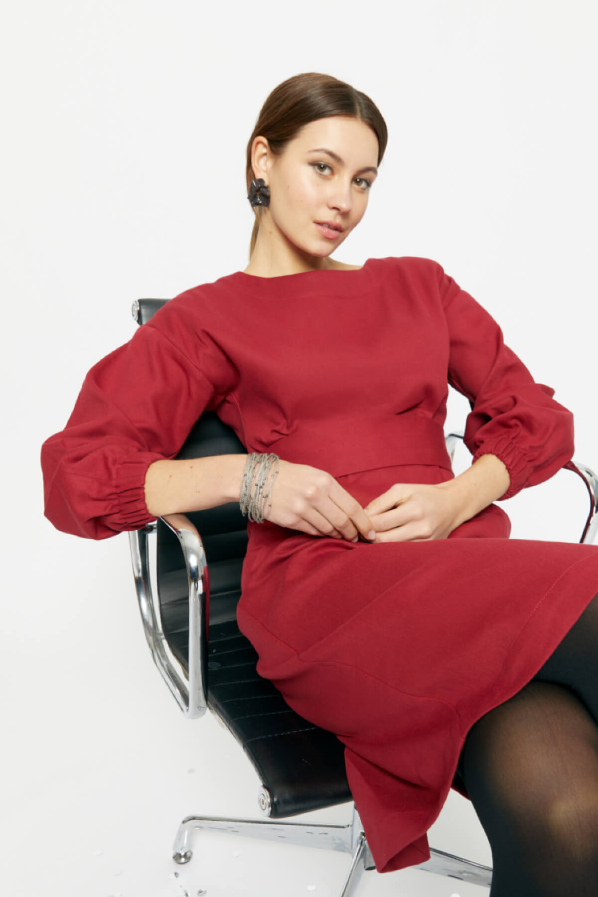 Red long-sleeved dress Stefanie made of 100% organic cotton by Ayani