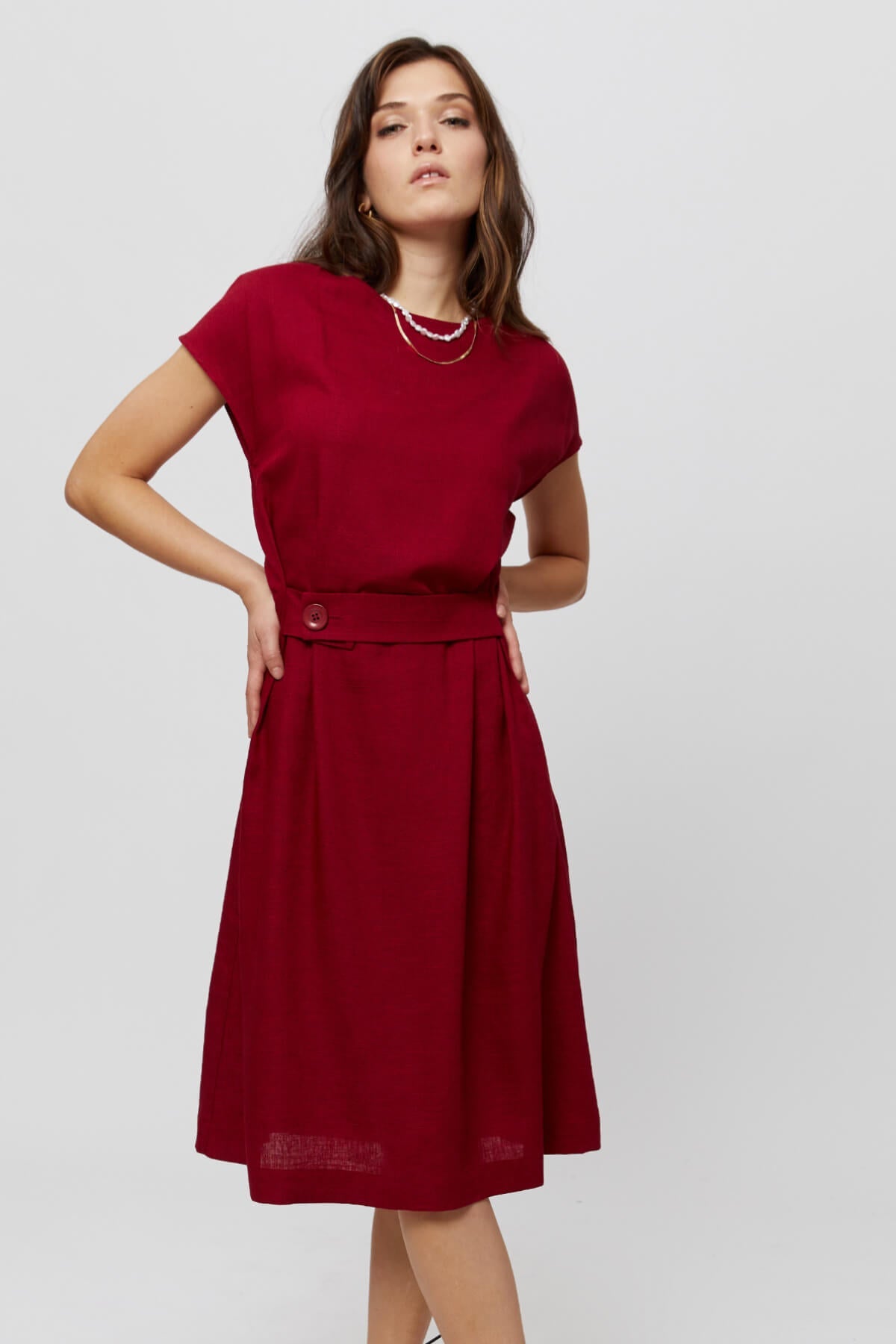 Red viscose midi dress Sati by Ayani