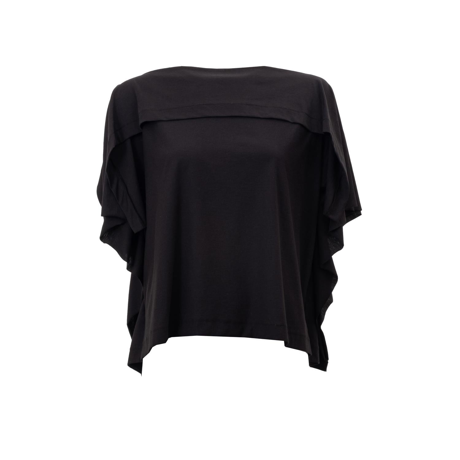 Flowing jersey top in black made from organic cotton