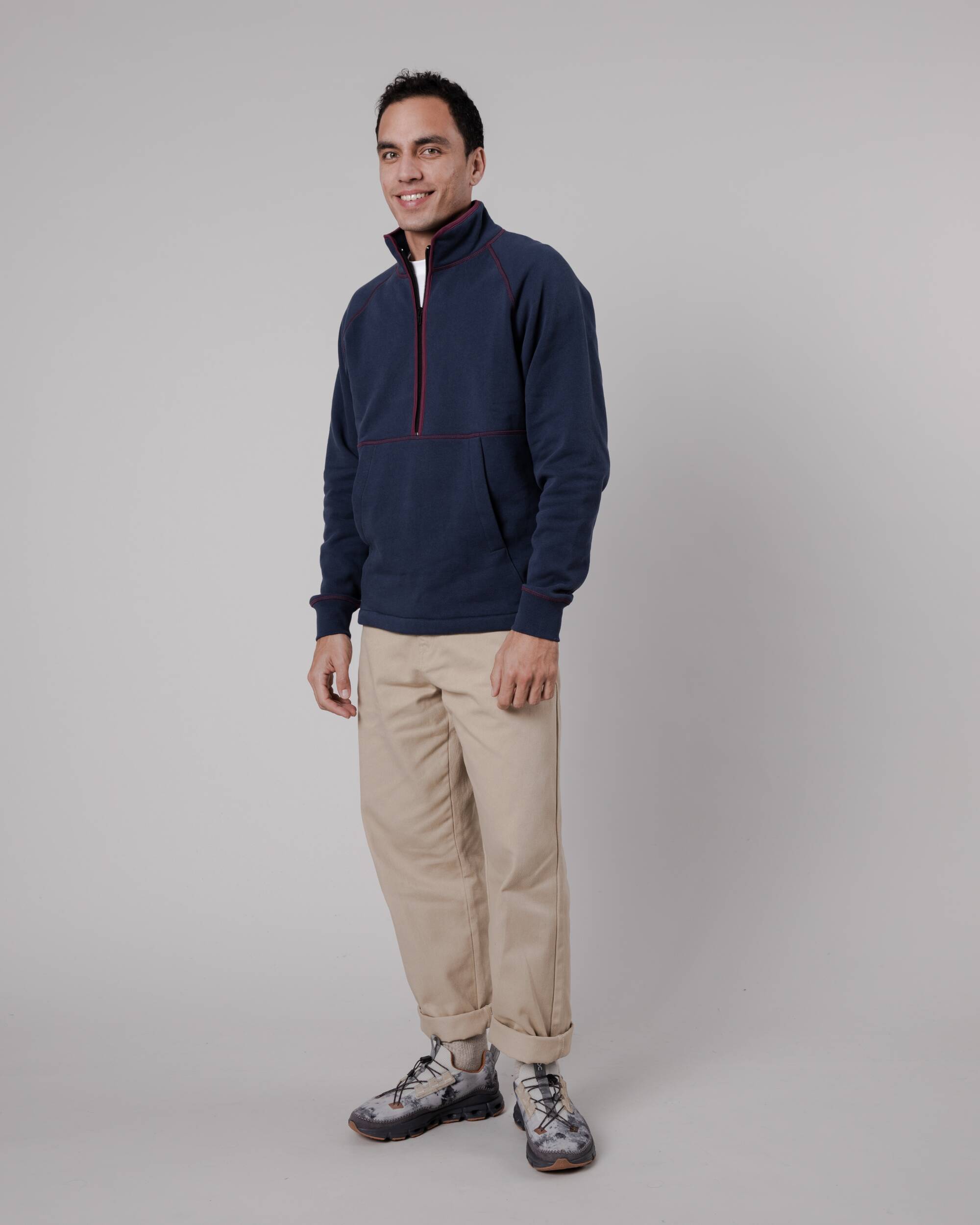 Navyblauer Pullover Zip Up aus Bio-Baumwolle von Brava Fabrics