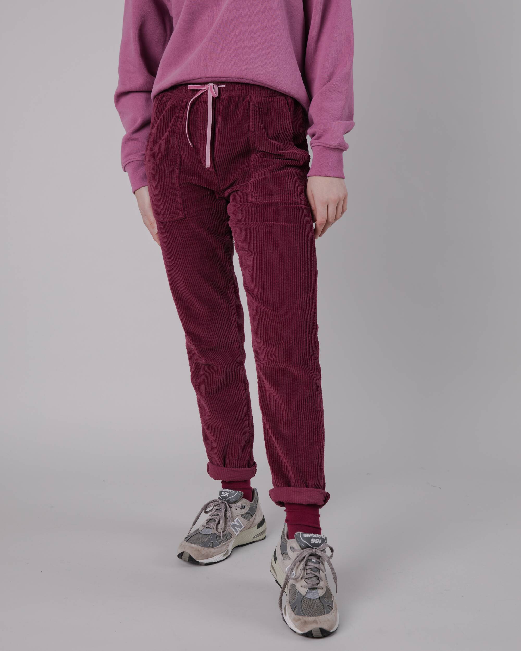 Purple organic cotton corduroy pants from Brava Fabrics