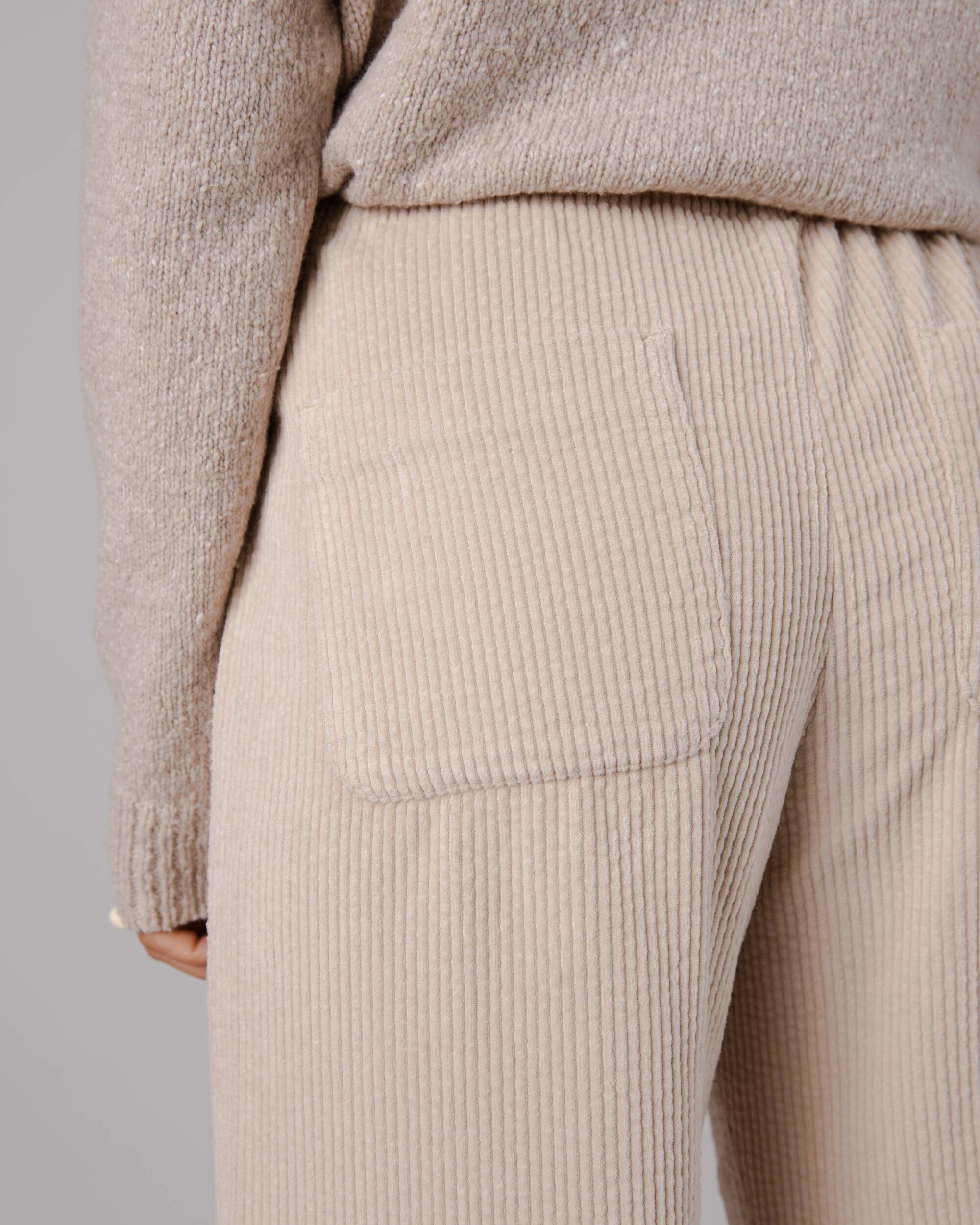 Beige wide corduroy pants made of organic cotton from Brava Fabrics