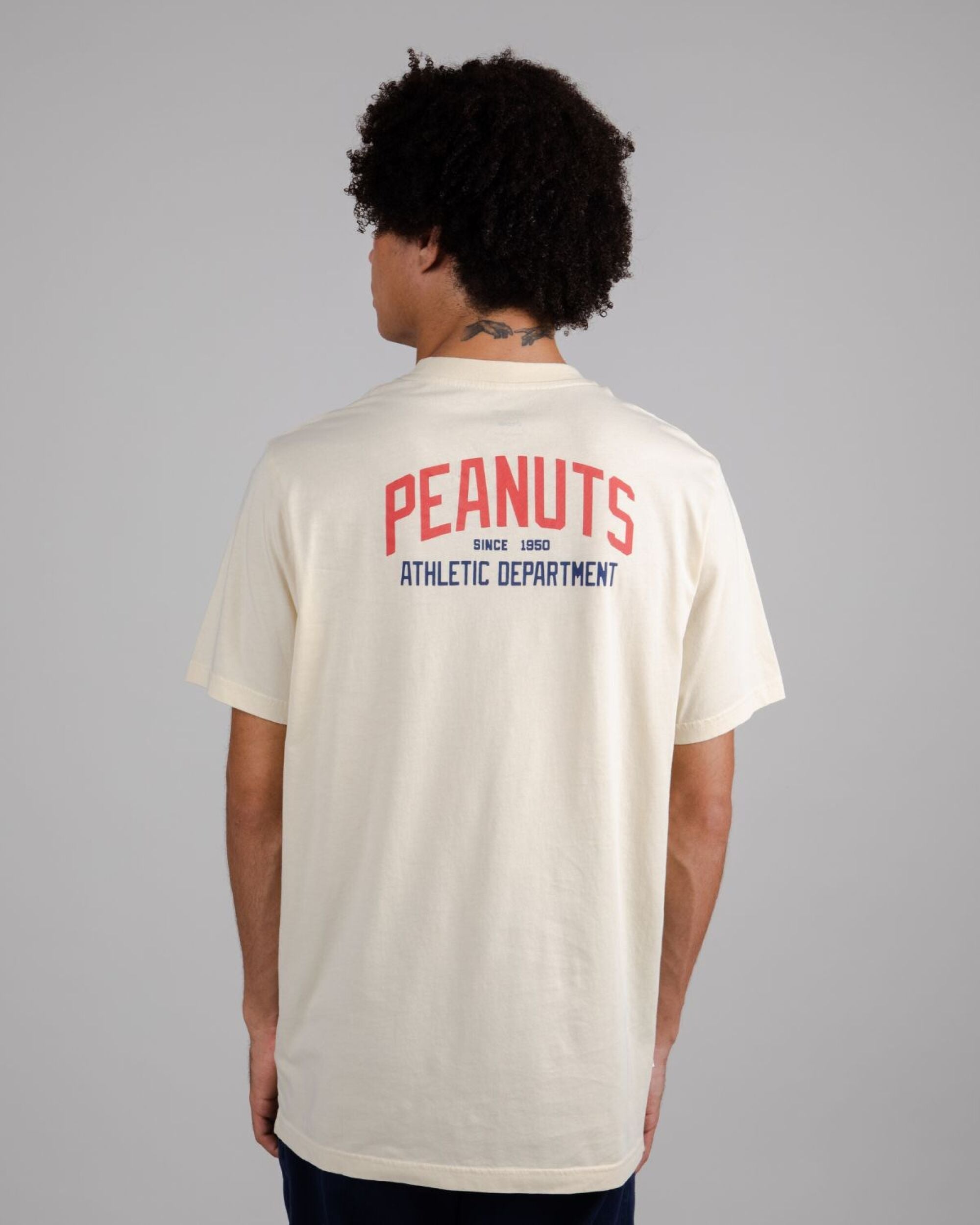 T-shirt Peanuts Athletics in sand made from organic cotton by Brava Fabrics