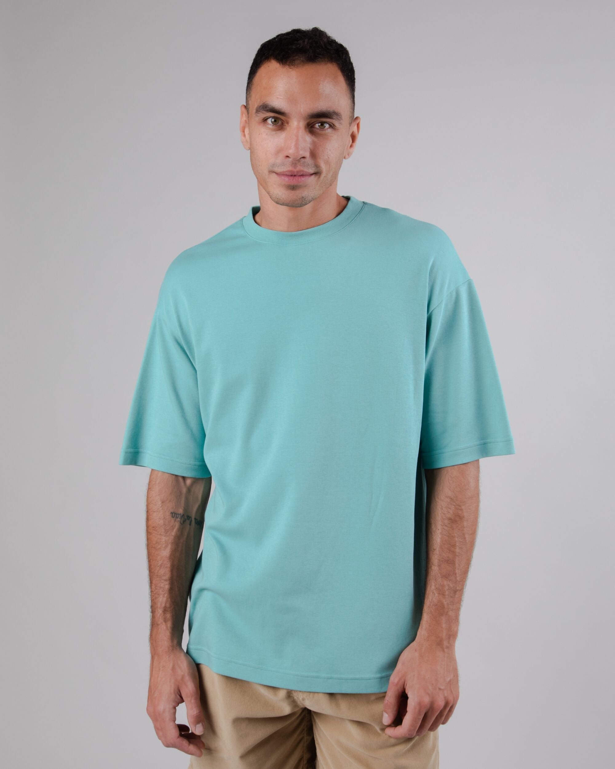 Blue oversize interlock cotton shirt from Brava Fabrics