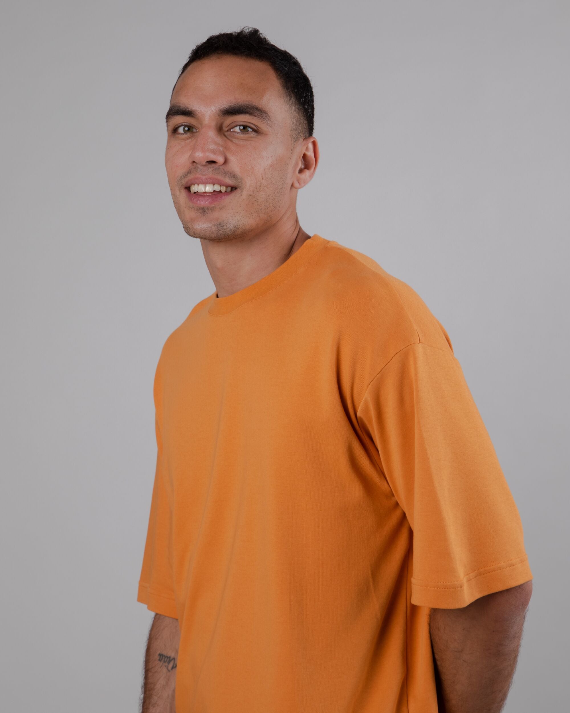 Orange shirt oversize interlock made of cotton from Brava Fabrics