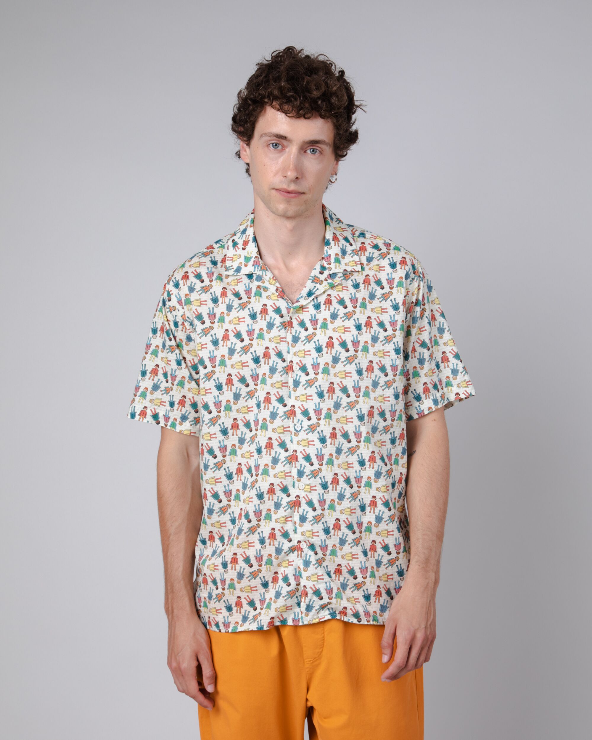 Short-sleeved shirt Playmobil Everywhere Aloha in ecru made of organic cotton by Brava Fabrics