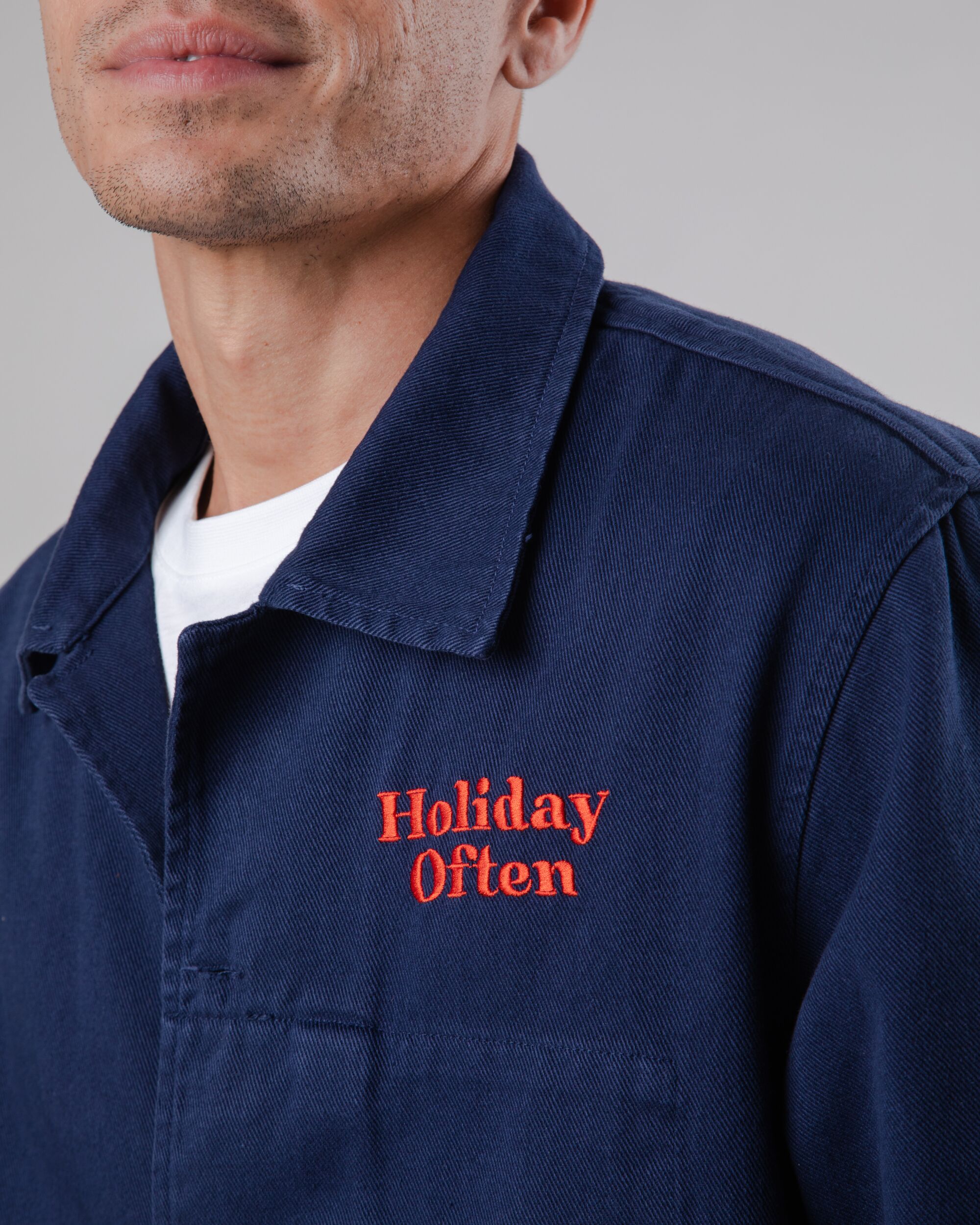 Holiday Navy jacket made of organic cotton from Brava Fabrics