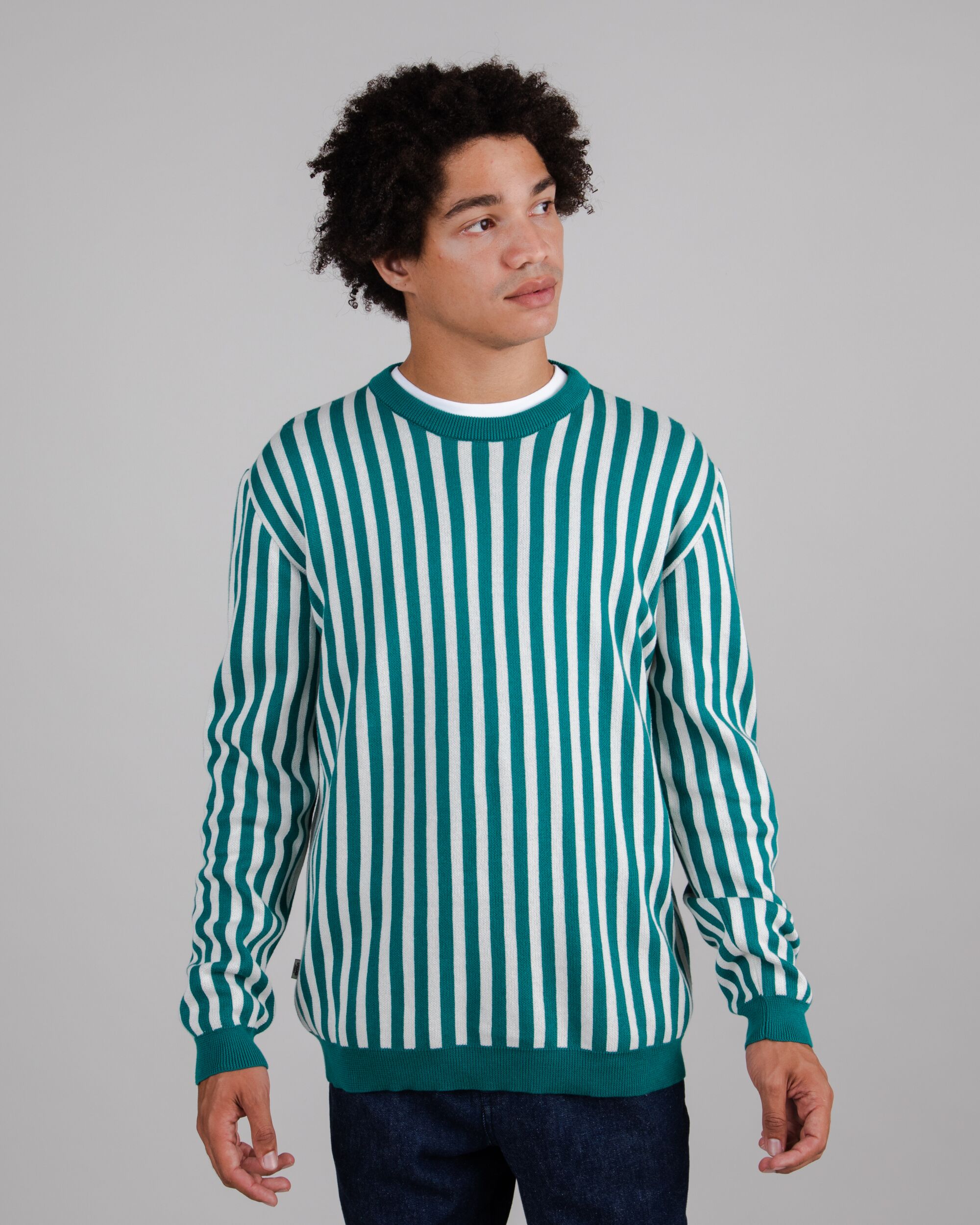 Pull Stripes Vert en coton biologique de Brava Fabrics