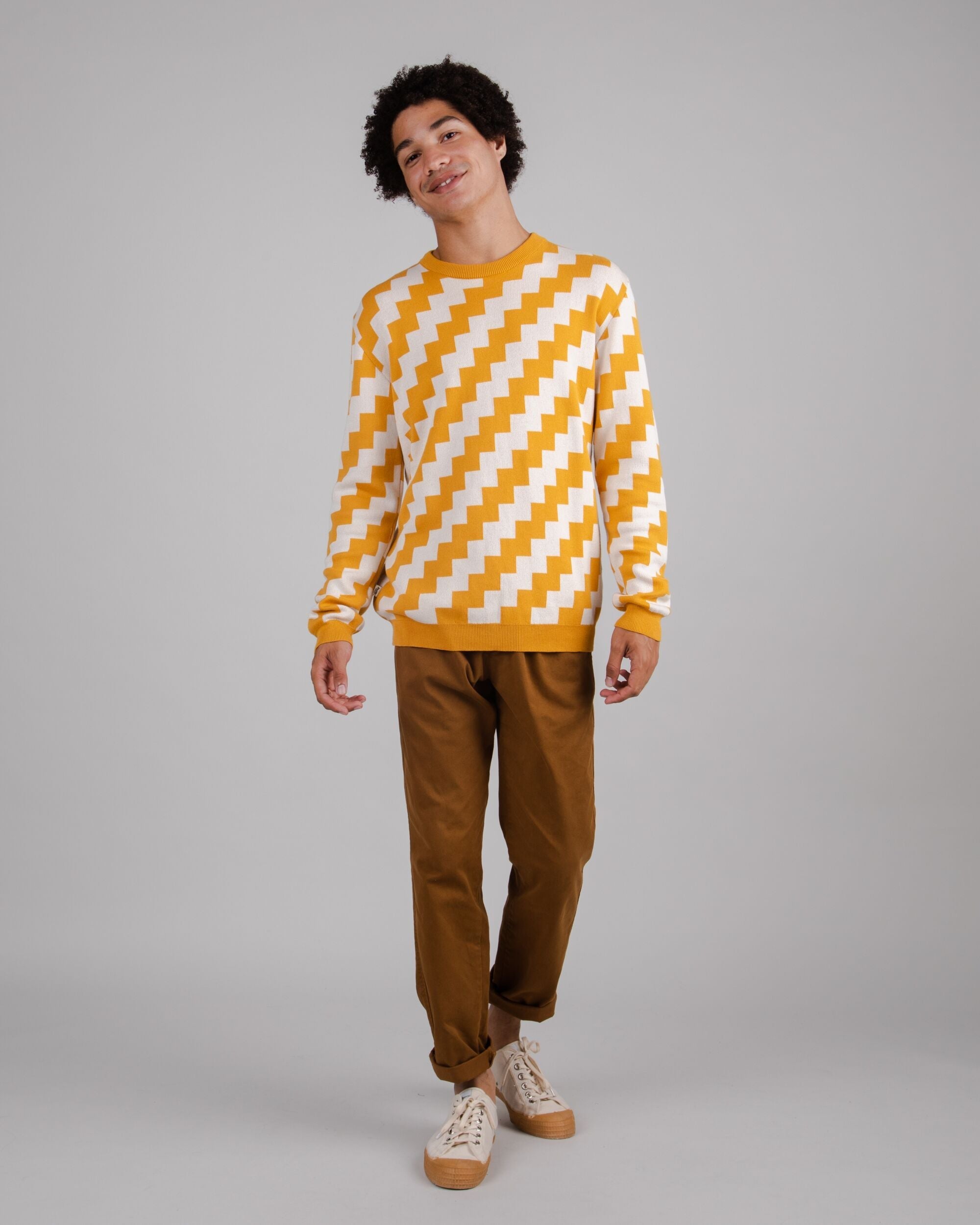 Sweater Stairs Mustard aus Bio Baumwolle von Brava Fabrics