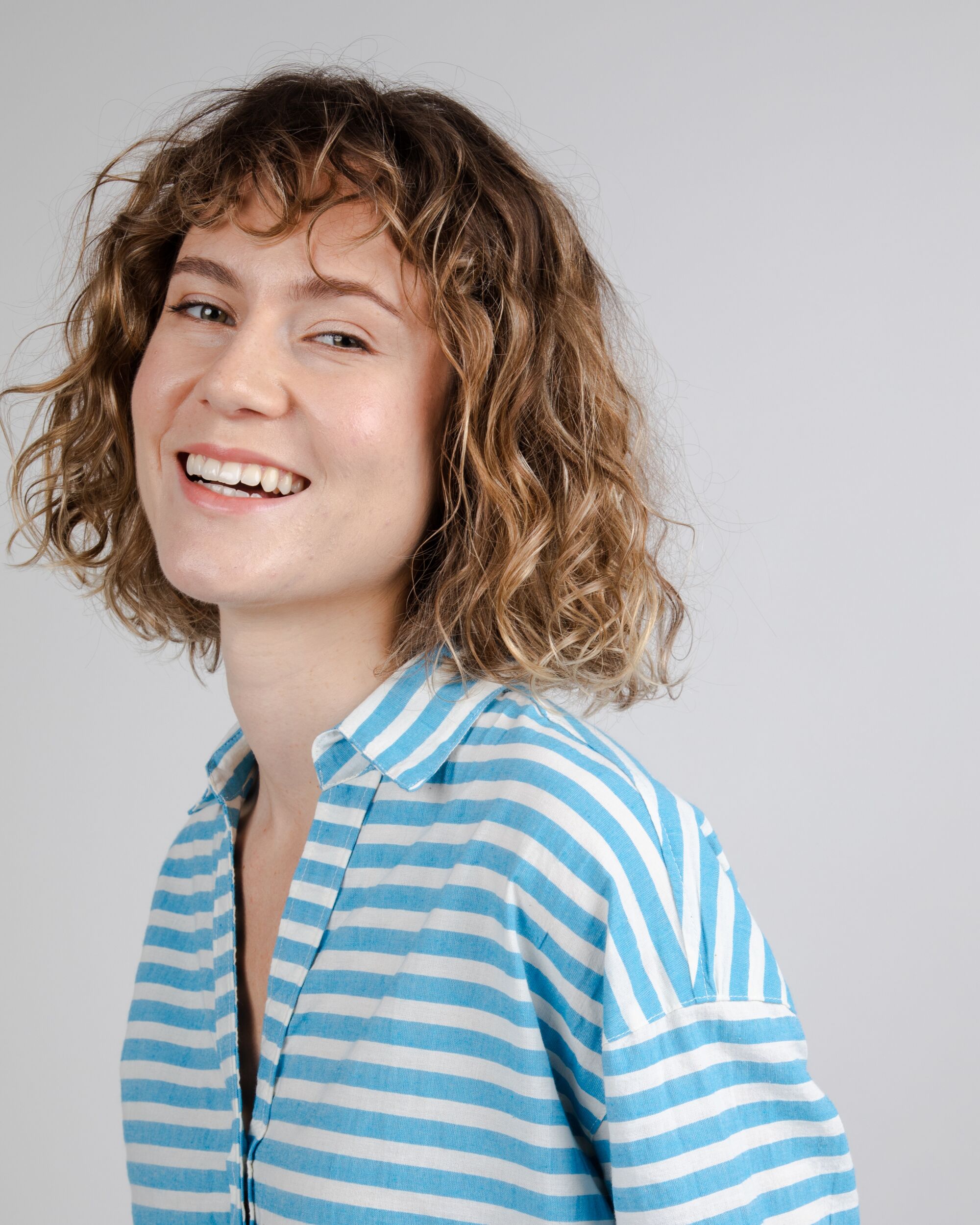 Light blue striped cotton blouse from Brava Fabrics