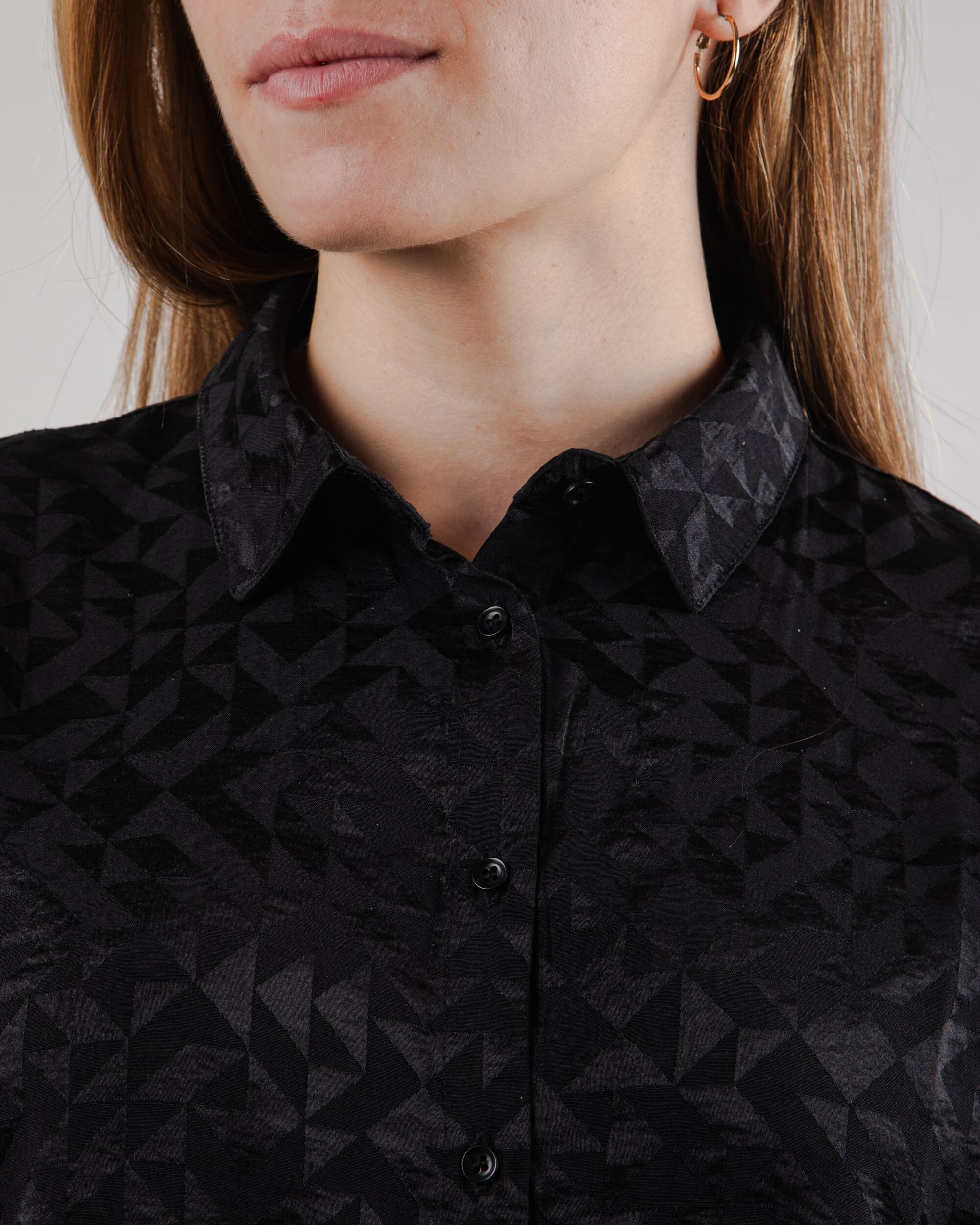 Jacquard batwing sleeve blouse in black from Brava Fabrics