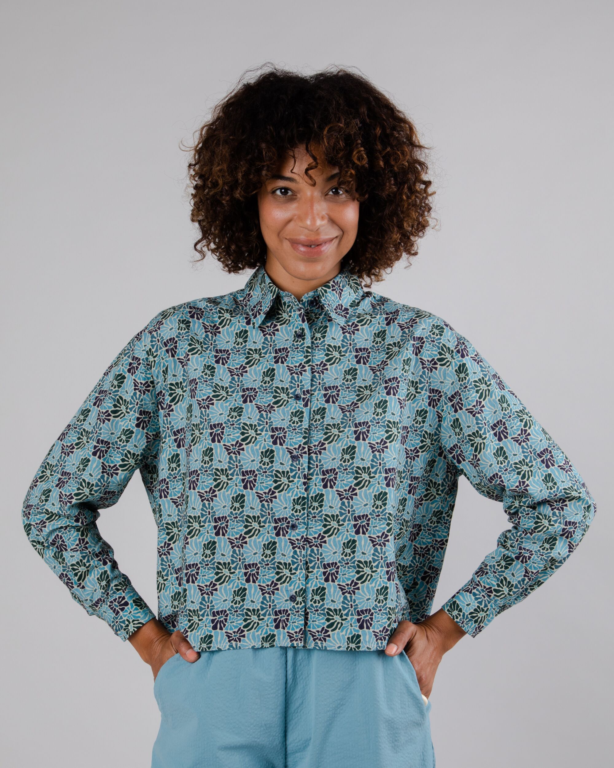 Spring New Boxy blue cotton blouse from Brava Fabrics