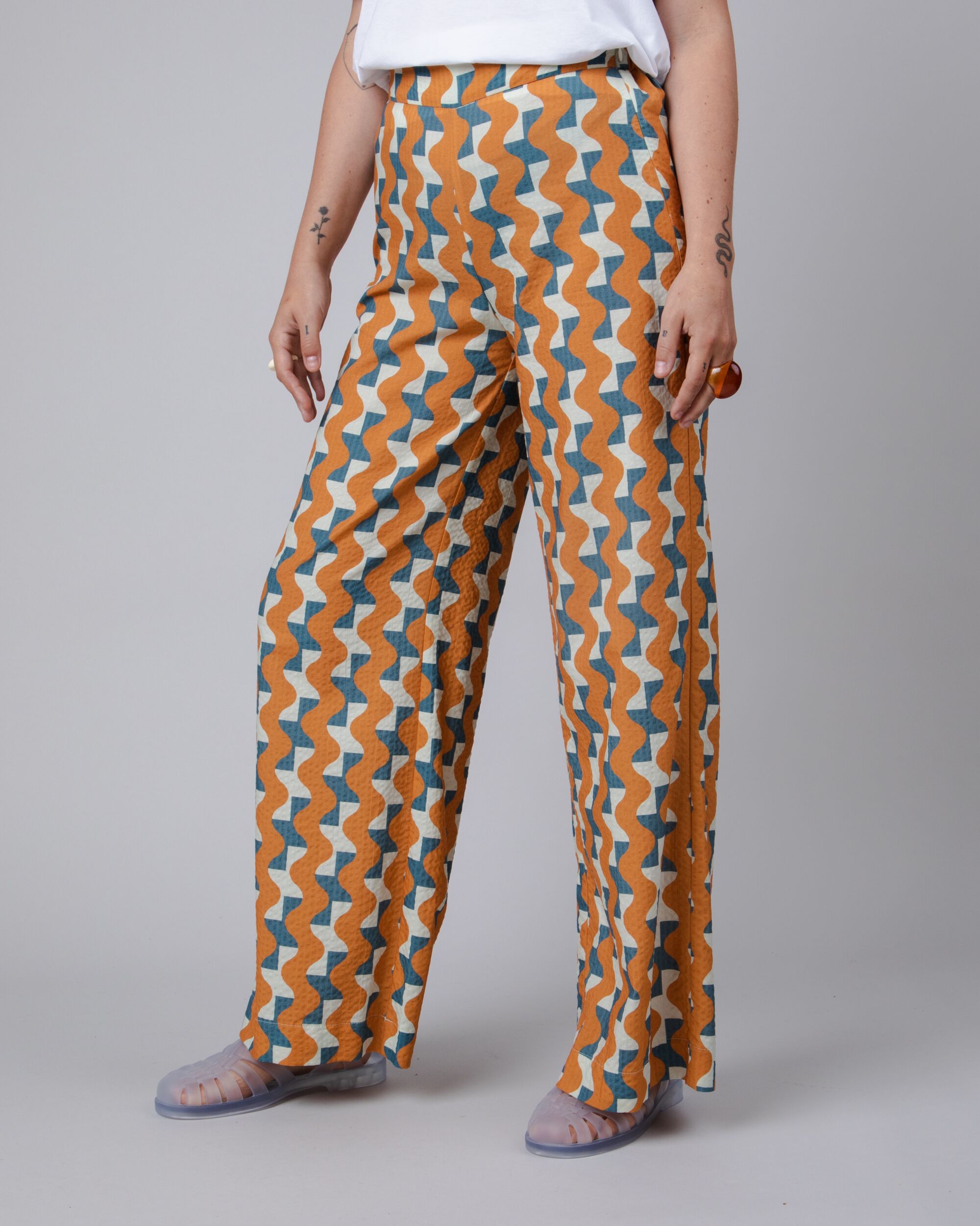 Colorful wide-leg pants Ocher made of cotton from Brava Fabrics