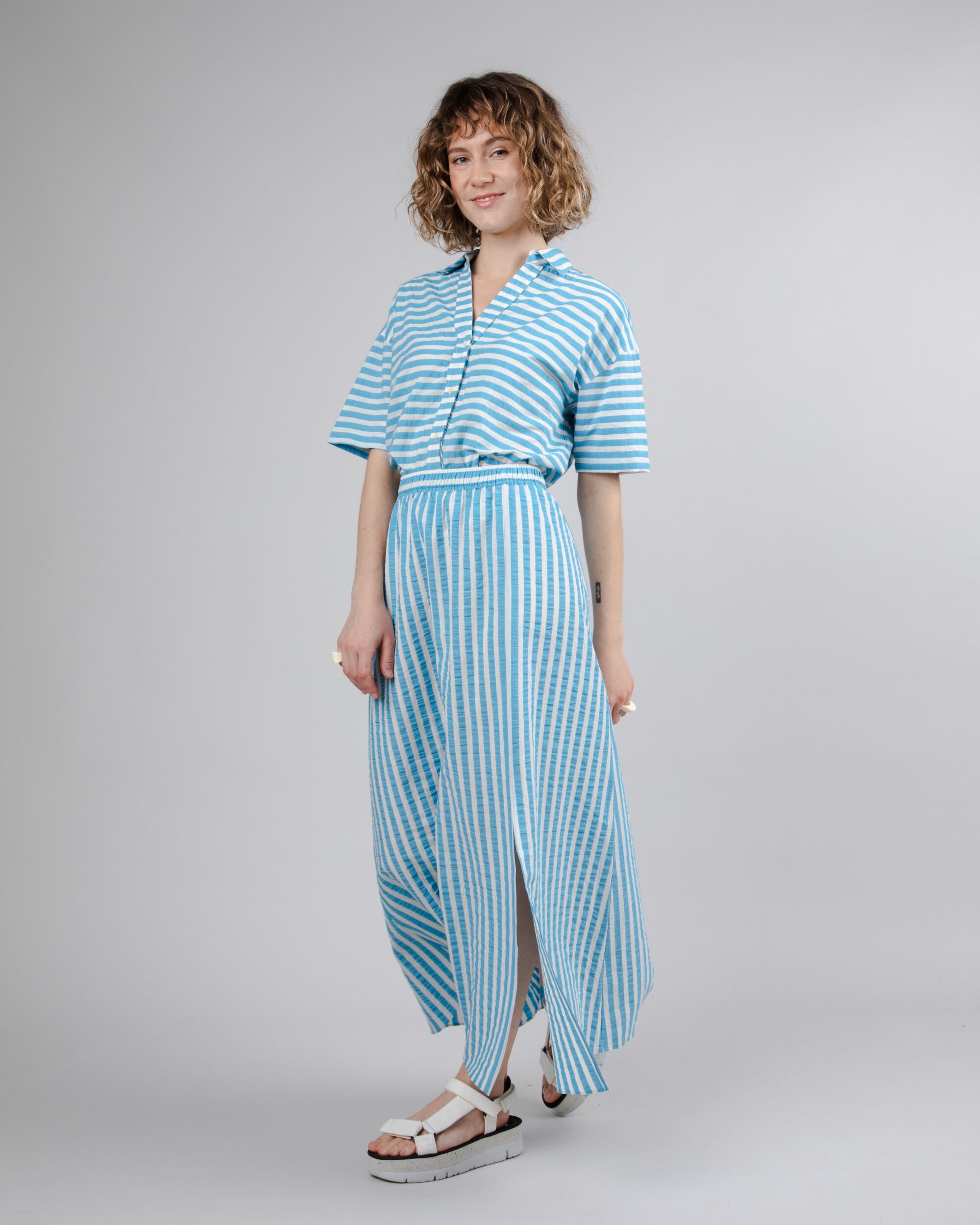 Stripes Long Skirt Blue