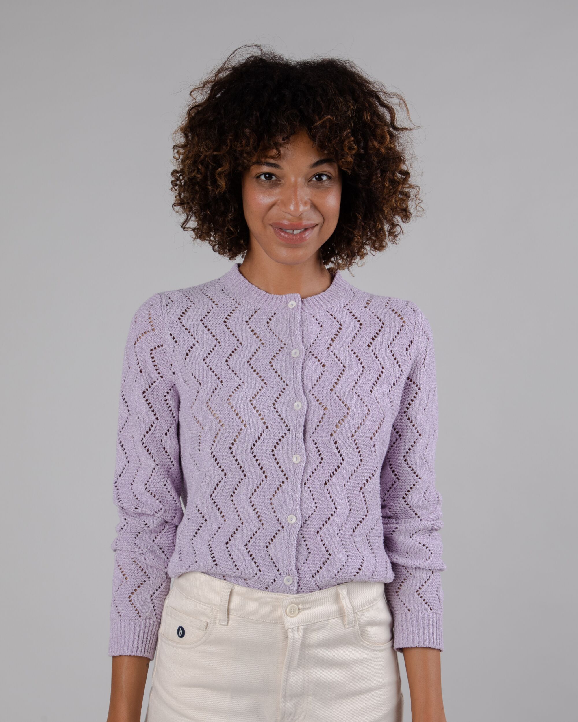 Cardigan en coton violet de Brava Fabrics