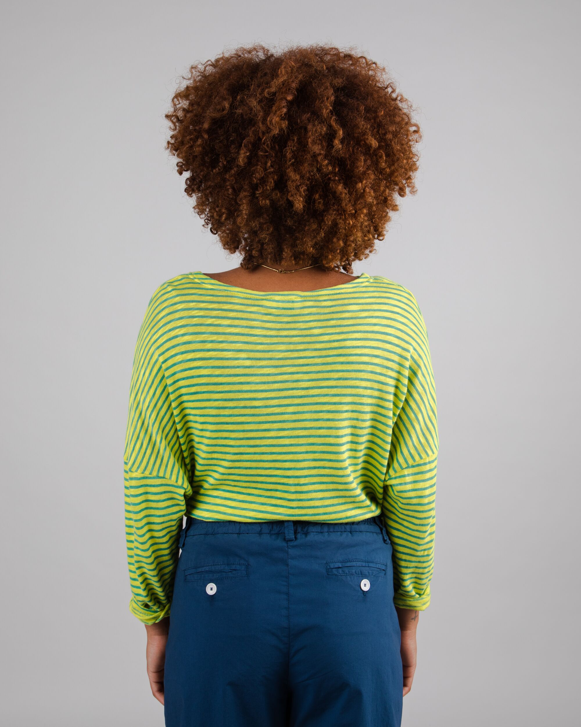Sweatshirt Stripes Fine Knit Cotton in Lime made from organic cotton by Brava Fabrics