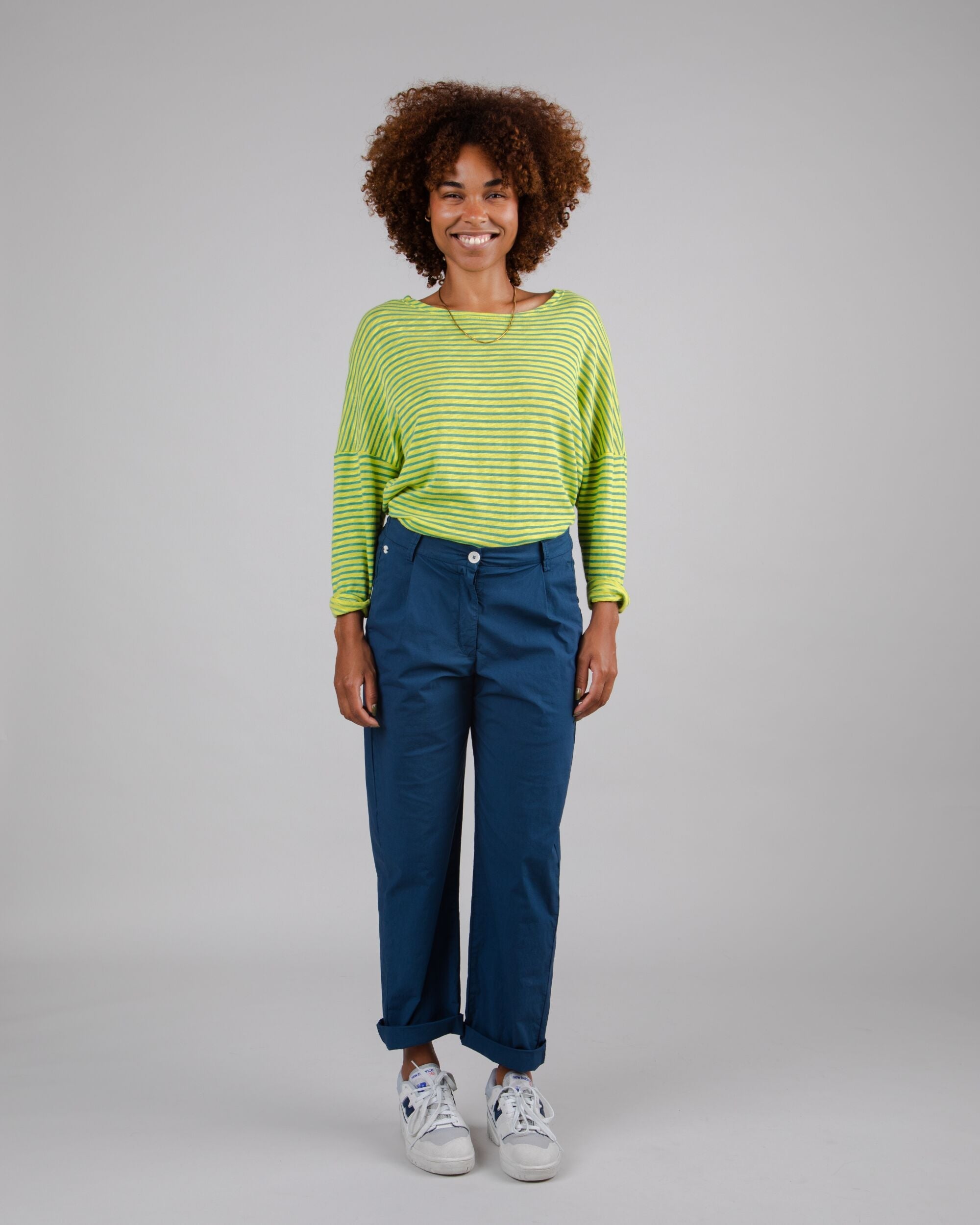 Sweatshirt Stripes Fine Knit Cotton en Lime en coton biologique par Brava Fabrics