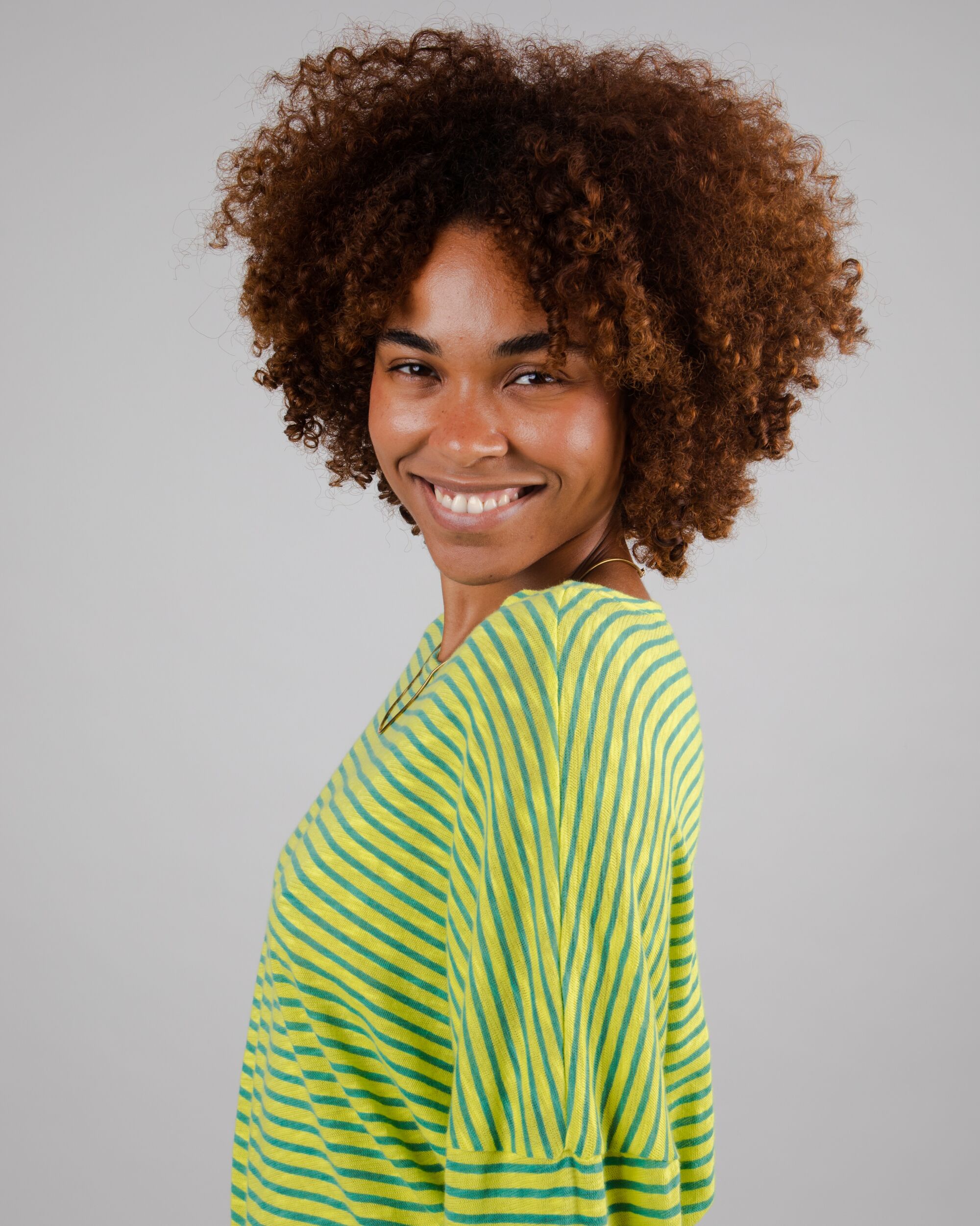 Sweatshirt Stripes Fine Knit Cotton in Lime made from organic cotton by Brava Fabrics