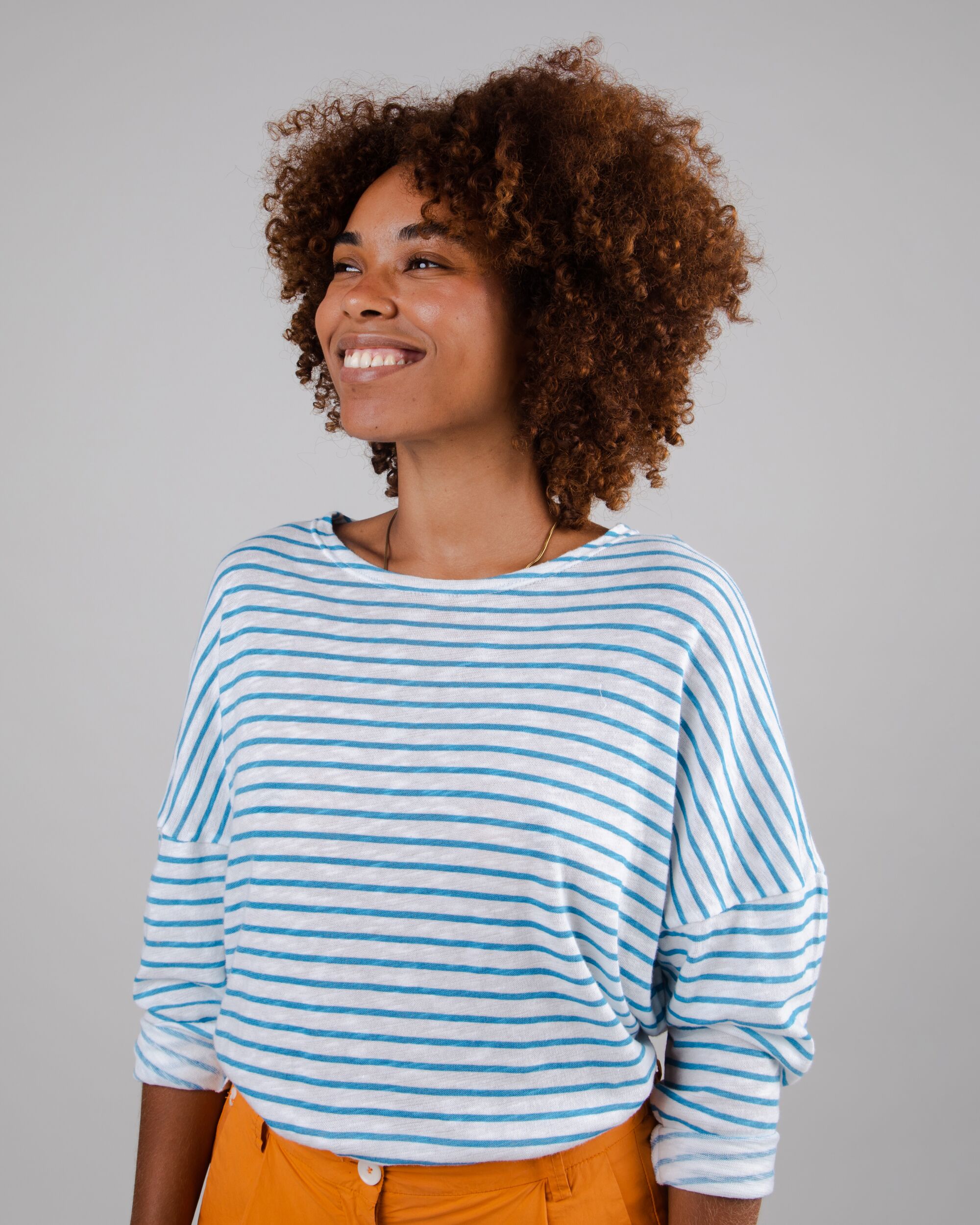 Sweatshirt Stripes Fine Knit in blue made from organic cotton by Brava Fabrics