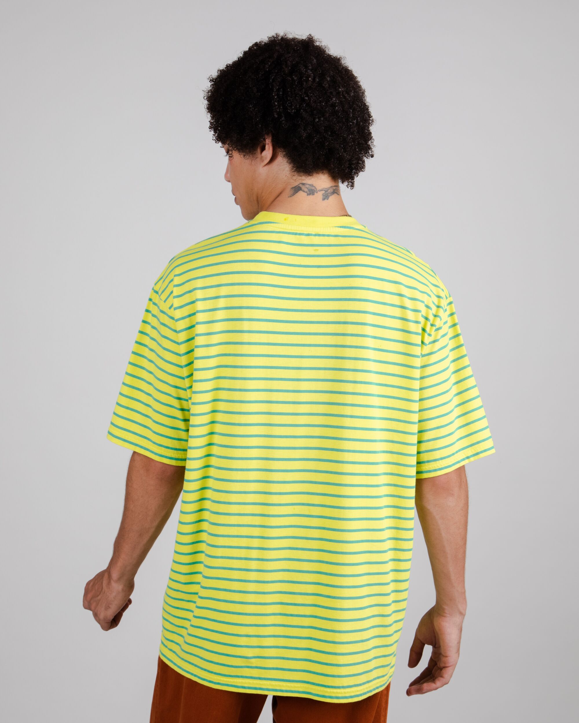 Oversize T-shirt Stripes in Lime made from organic cotton by Brava Fabrics