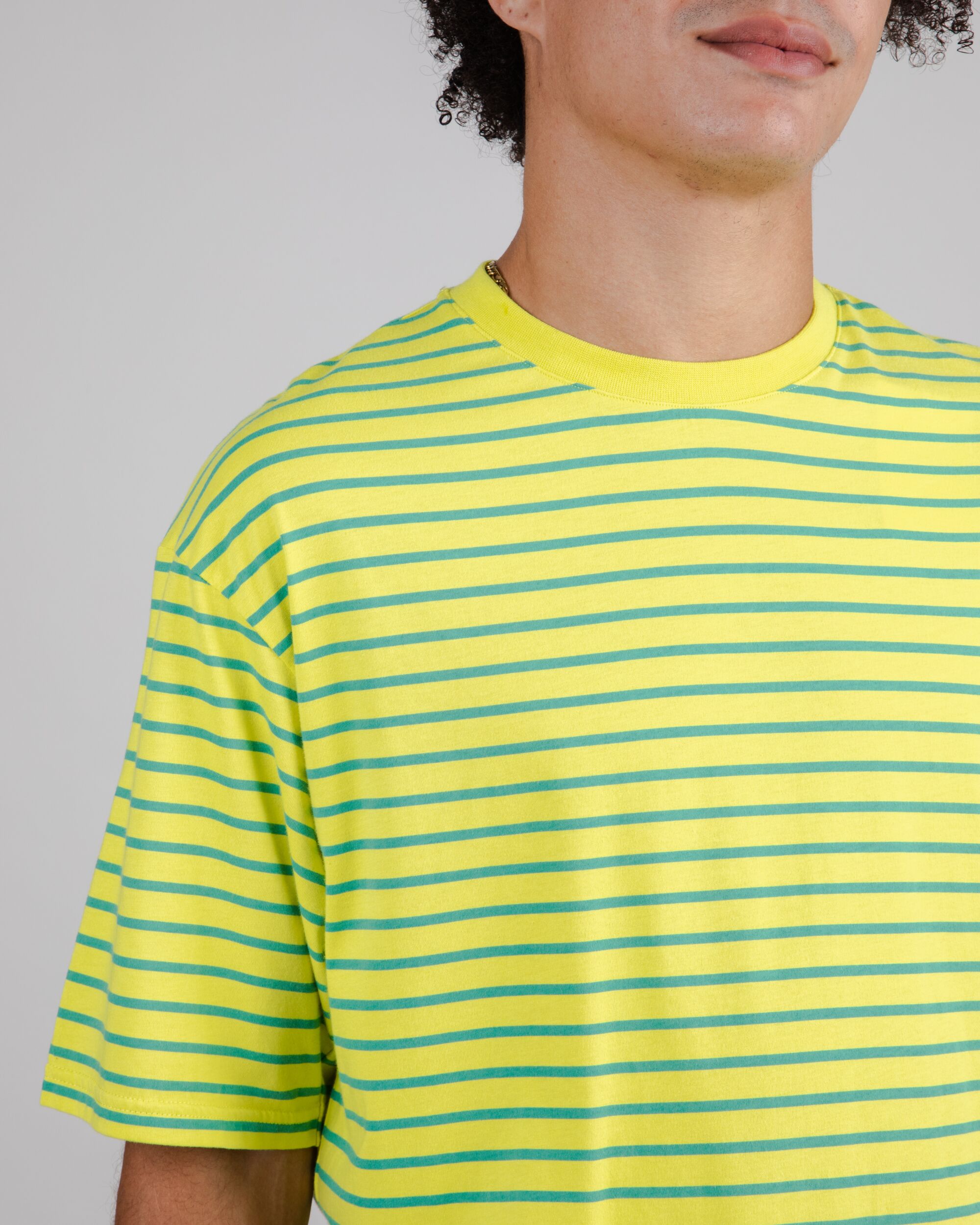 Oversize T-shirt Stripes in Lime made from organic cotton by Brava Fabrics