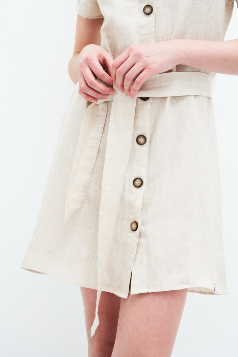 Kleid Ella in beige / sandfarben aus Bio - Baumwolle und Leinen von Kuyichi