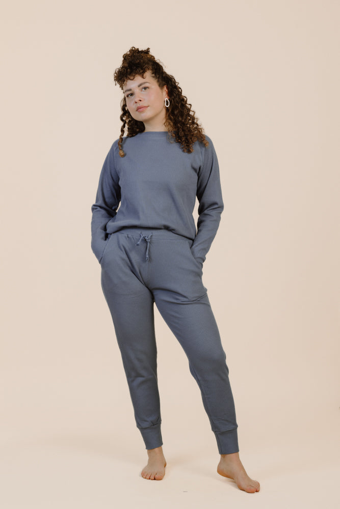 Blue sweater PALMA made from 100% organic cotton from PURA Clothing