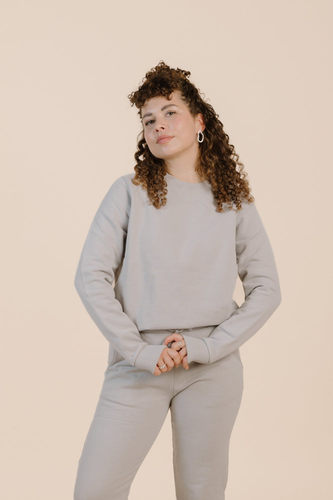Light gray sweater CALMA made from 100% organic cotton from Pura Clothing