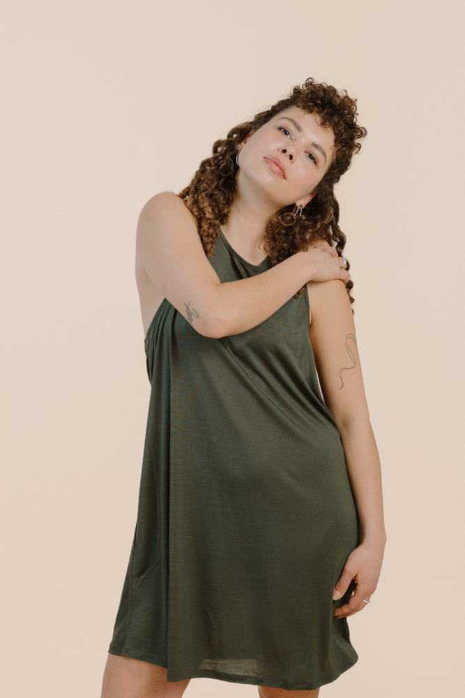 Green dress FLORA made of 100% Tencel from PURA Clothing